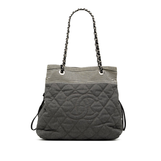 Chanel CC Quilted Denim Bonbon Tote