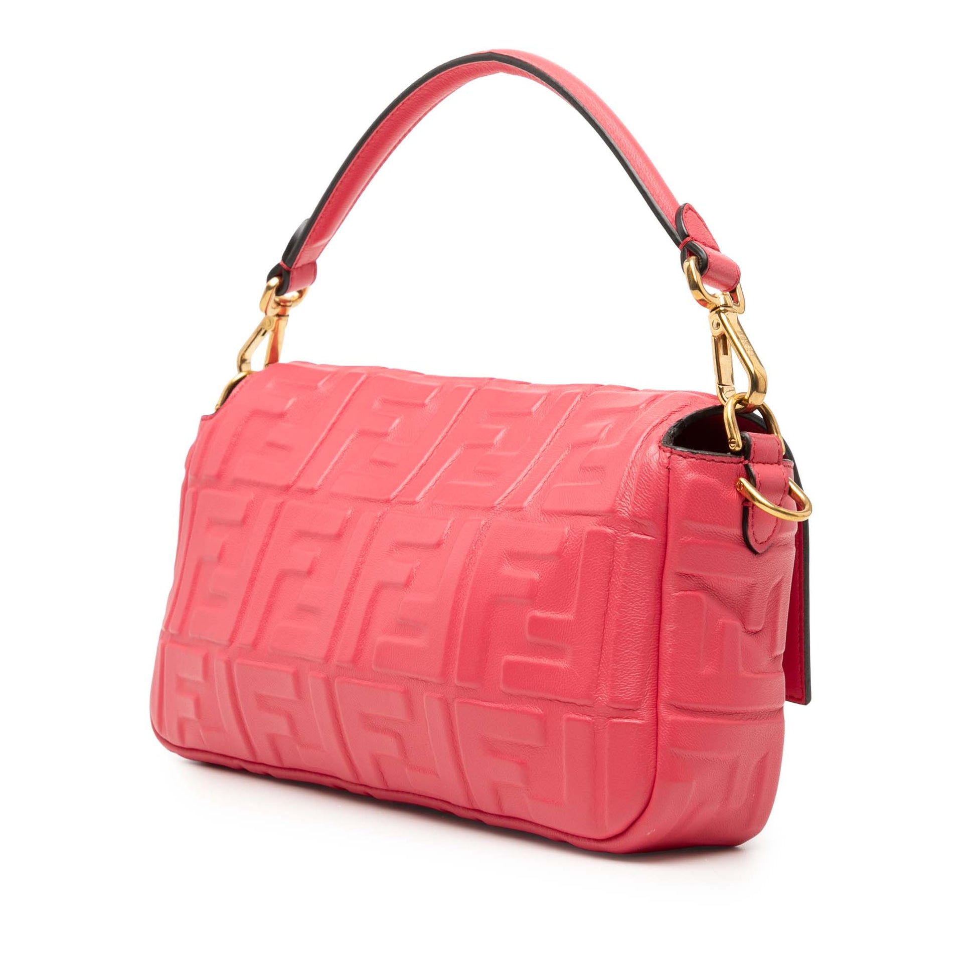 Fendi Zucca Embossed Leather Baguette Satchel