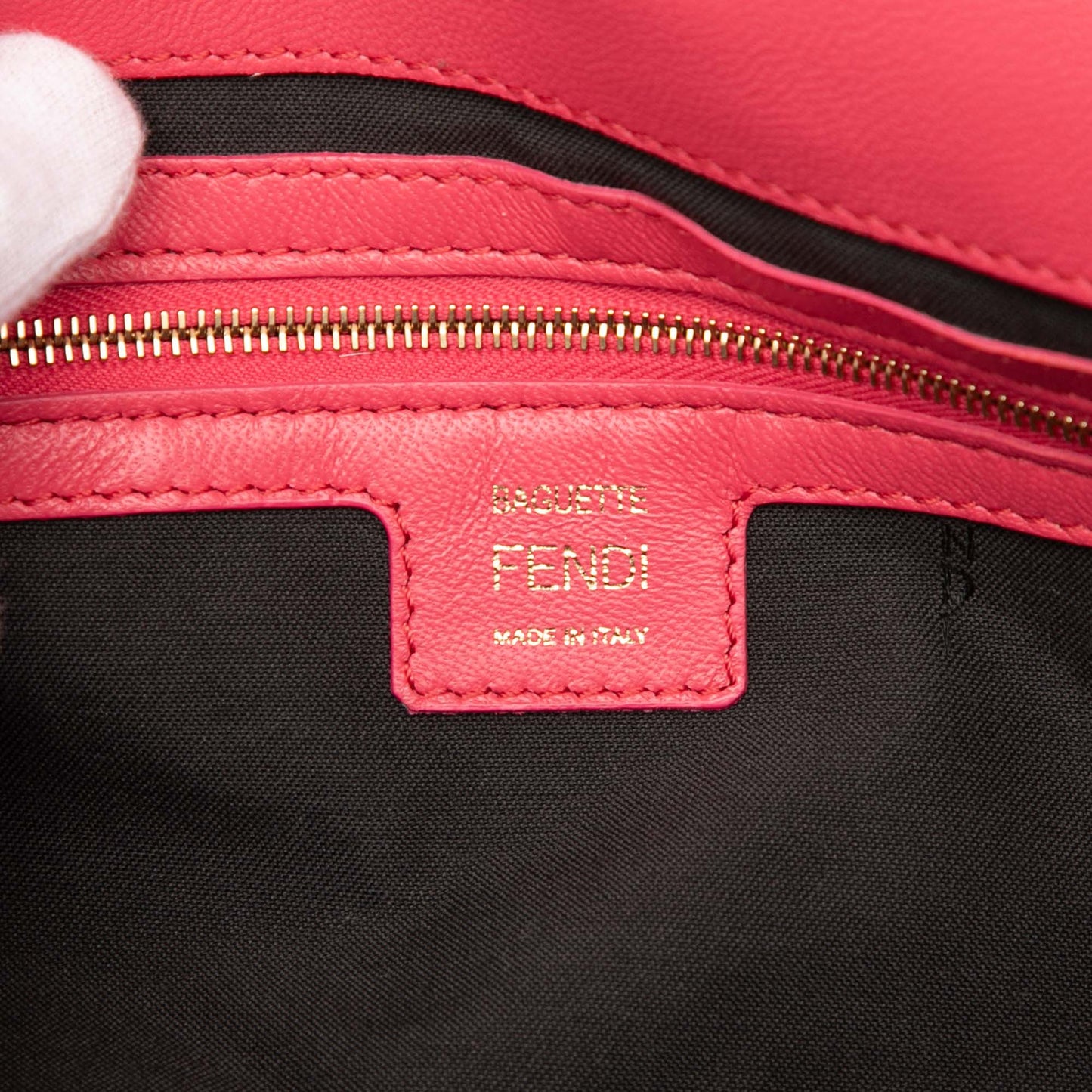 Fendi Zucca Embossed Leather Baguette Satchel