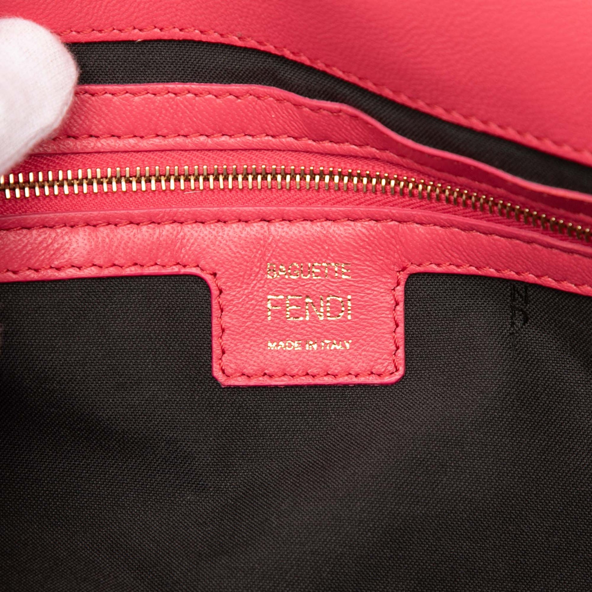 Fendi Zucca Embossed Leather Baguette Satchel