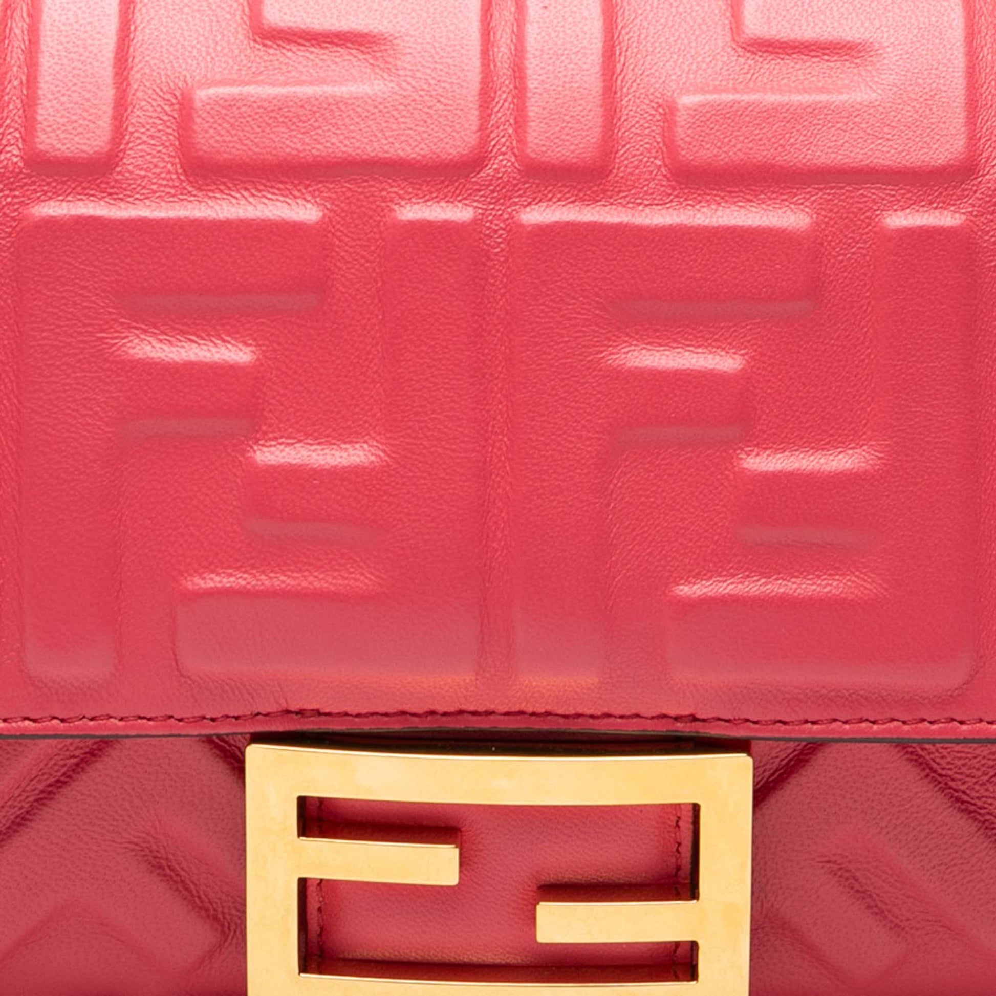 Fendi Zucca Embossed Leather Baguette Satchel