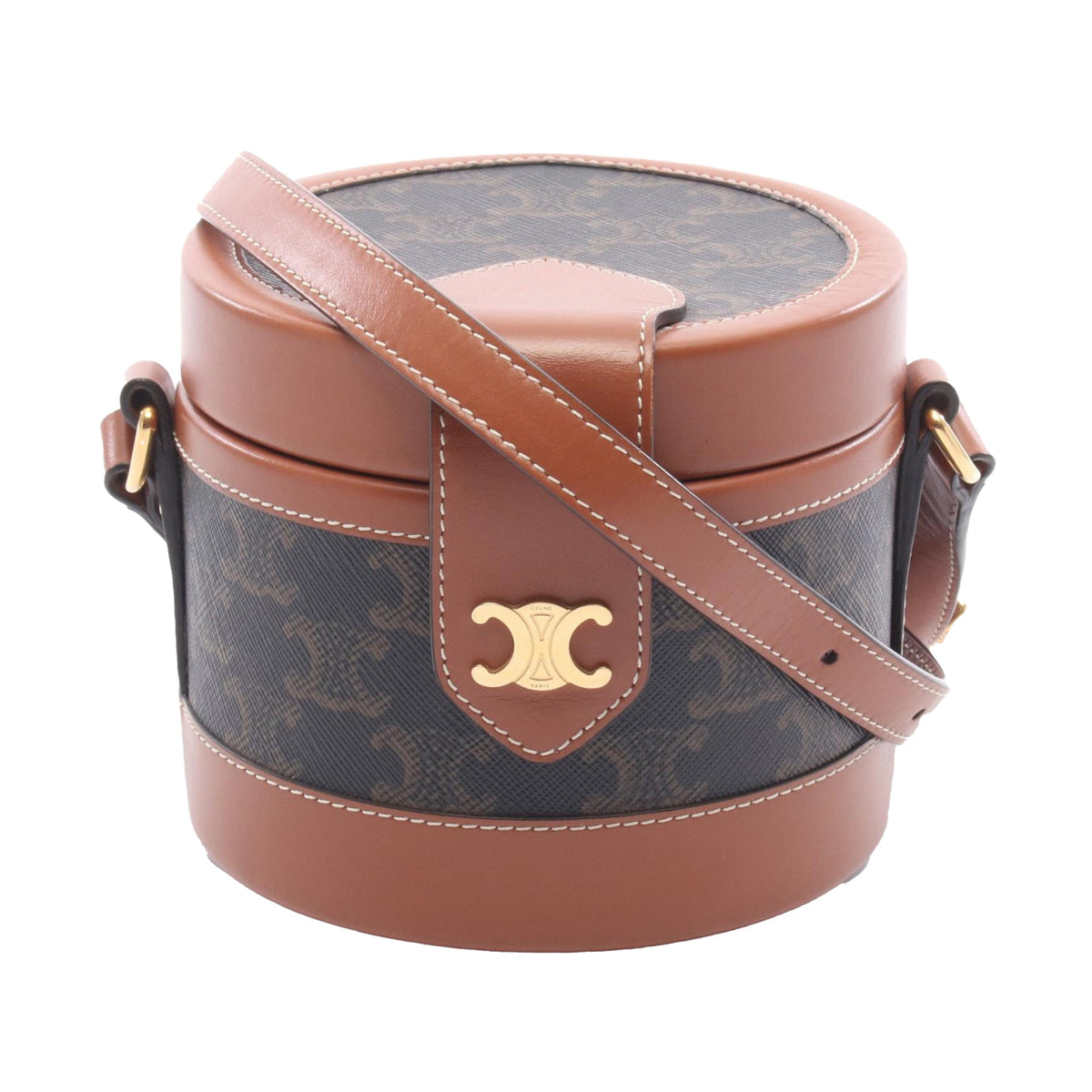 Celine Small Triomphe Coated Canvas Tambour Crossbody