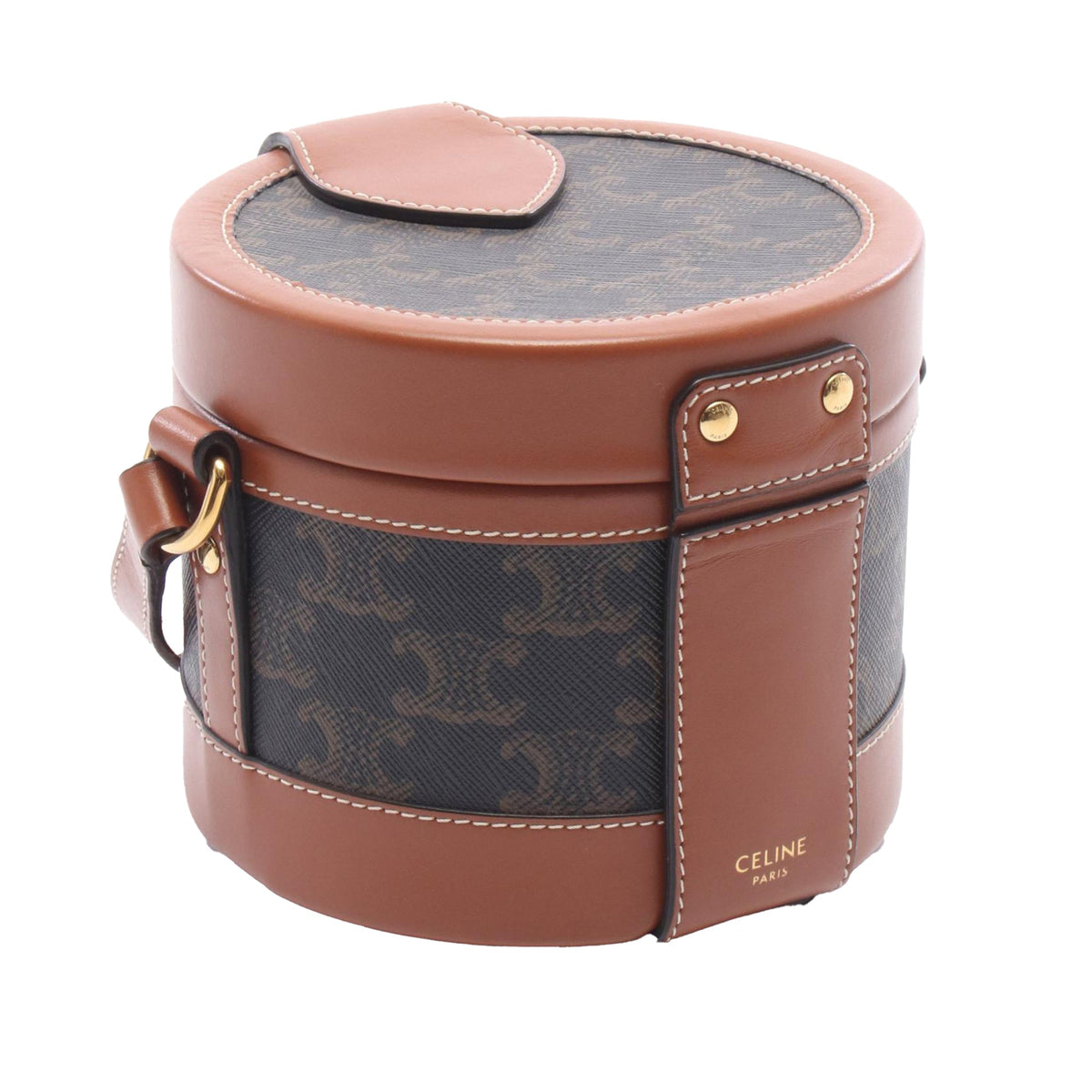 Celine Small Triomphe Coated Canvas Tambour Crossbody