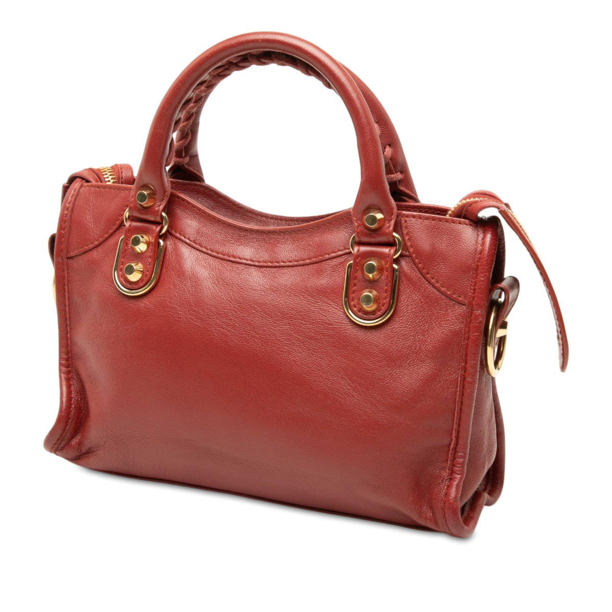 Balenciaga Mini Goatskin Motocross Classic Metallic Edge City Satchel