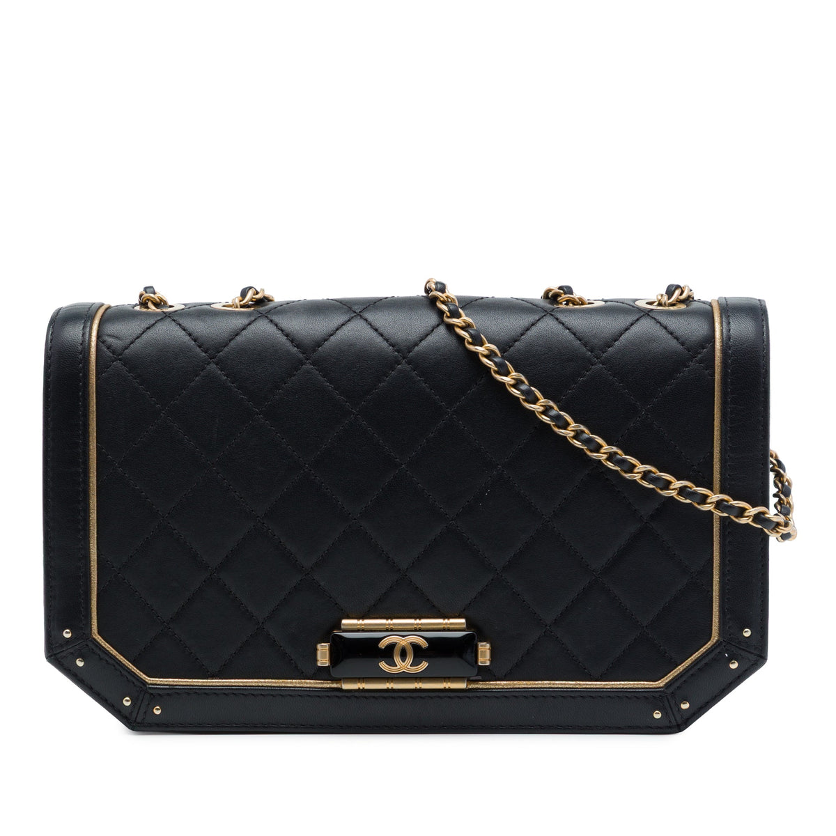 Chanel Medium Quilted Calfskin Octagon CC Clasp Flap