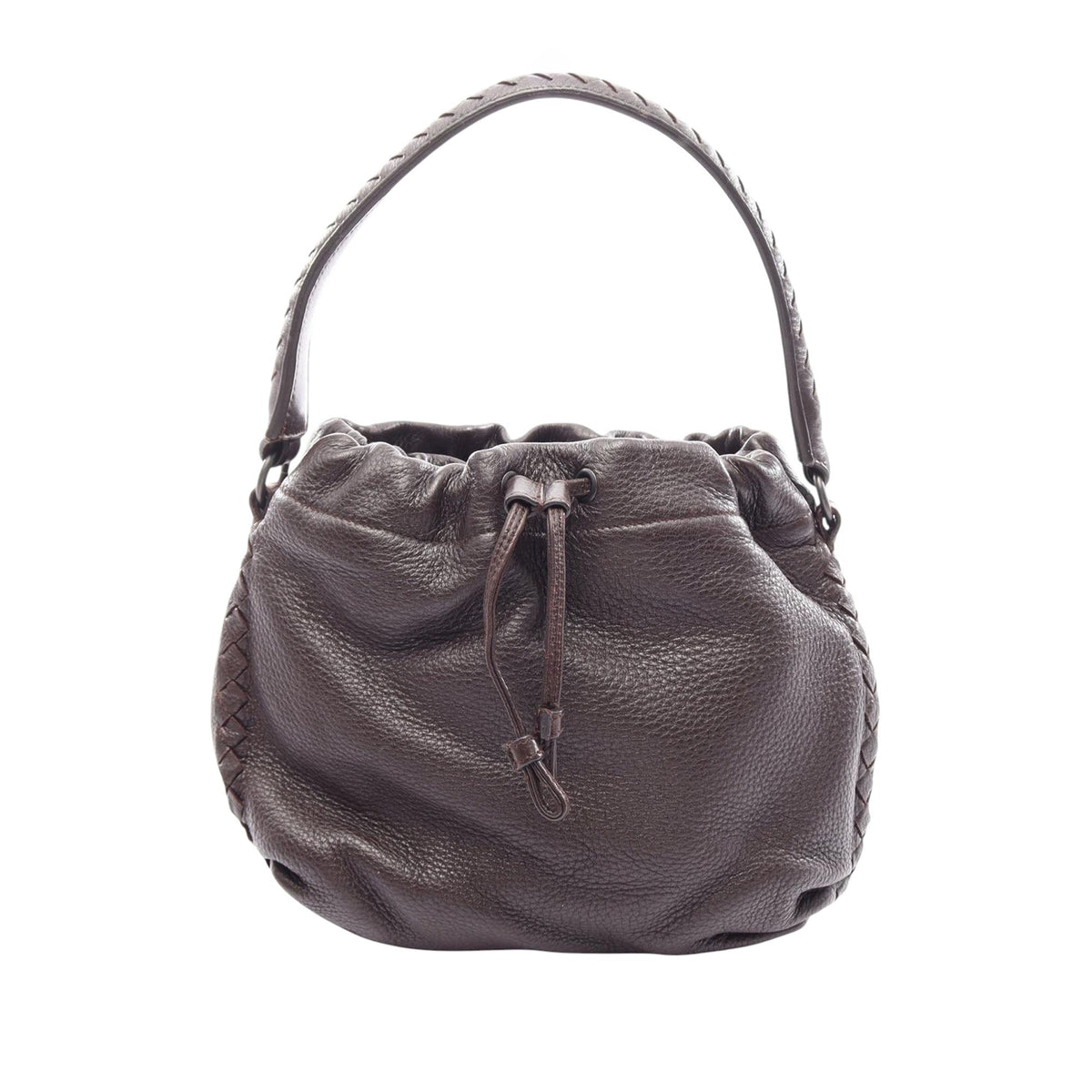 Bottega Veneta Intrecciato Trimmed Drawstring Handbag
