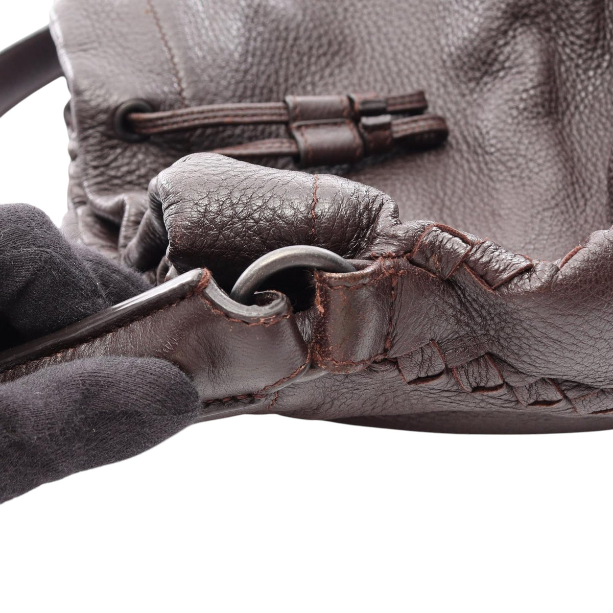 Bottega Veneta Intrecciato Trimmed Drawstring Handbag