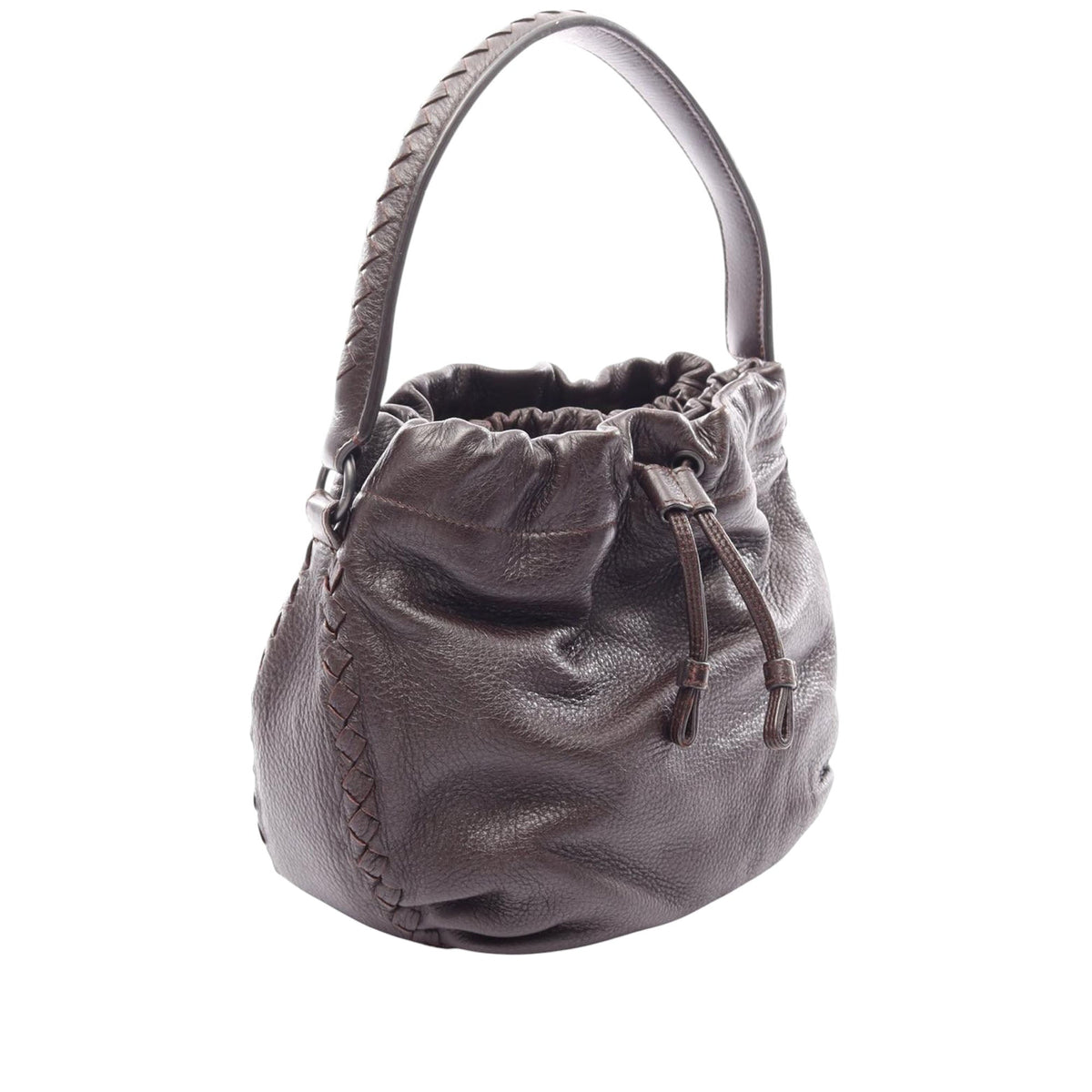 Bottega Veneta Intrecciato Trimmed Drawstring Handbag