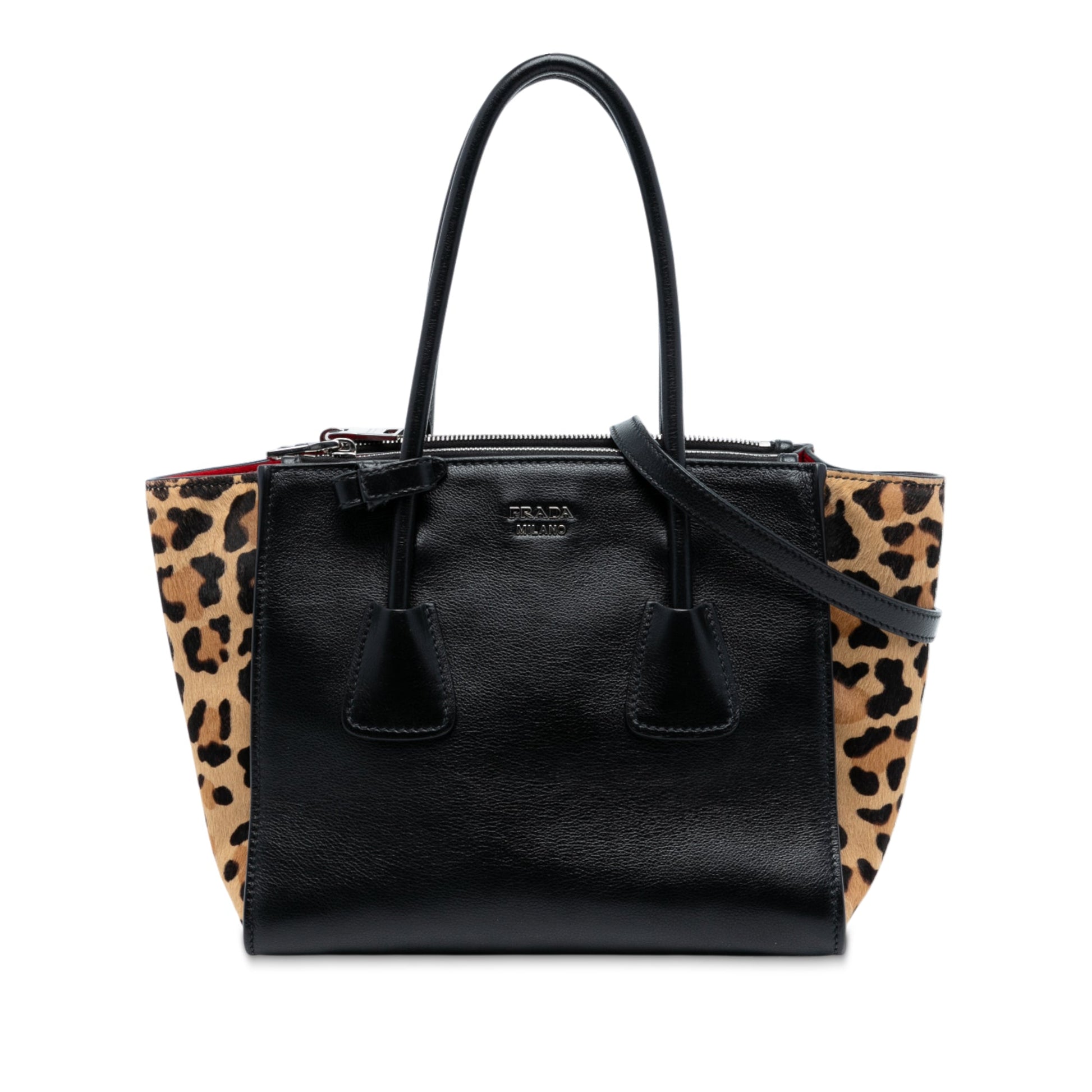 Prada Glace Calf Ponyhair Twin Pocket Satchel