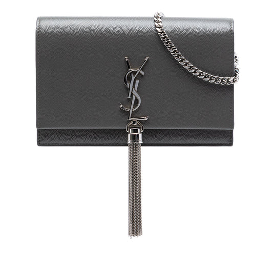Saint Laurent Grain de Poudre Monogram Kate Tassel Wallet on Chain