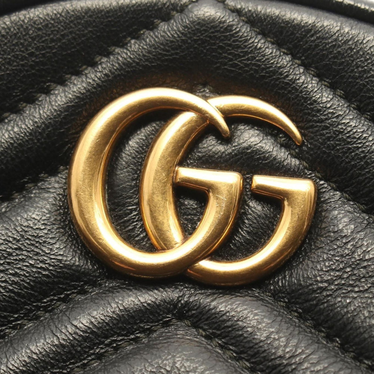 Gucci Mini GG Marmont Matelasse Calfskin Round Crossbody — Black