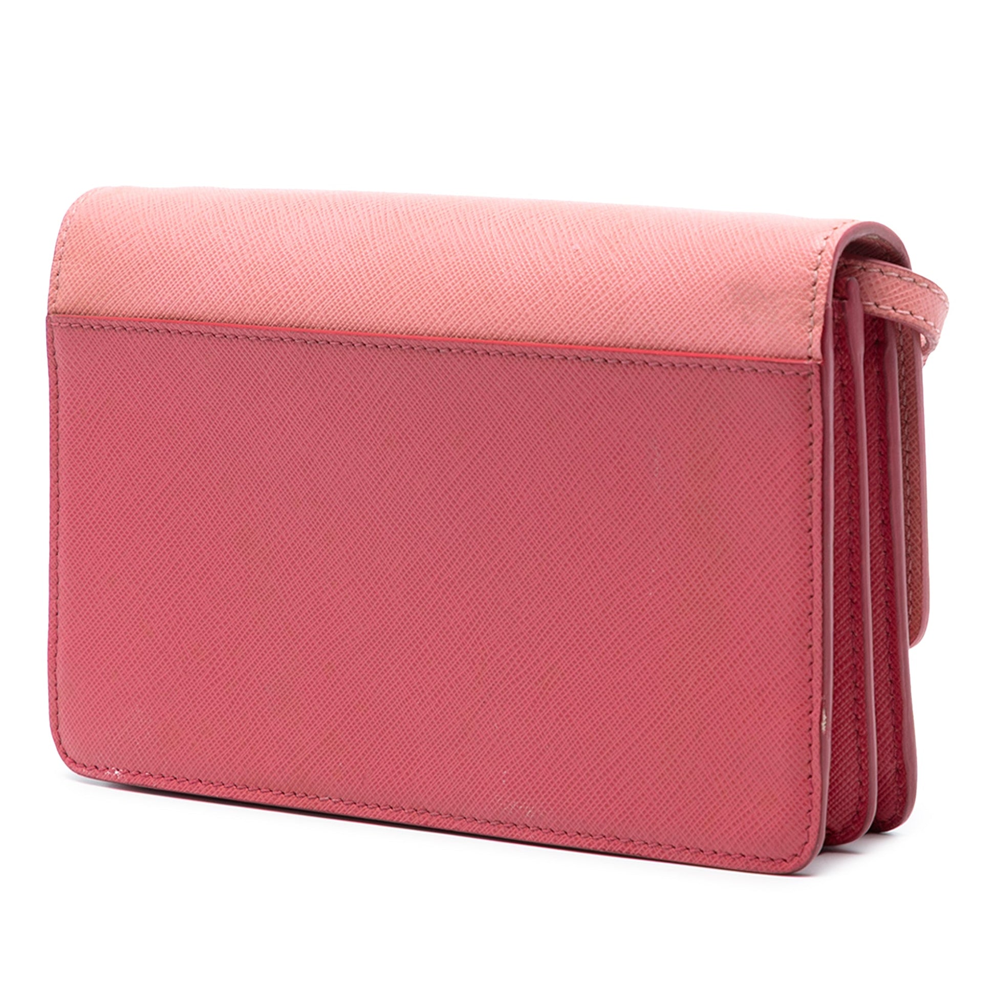 Prada Bicolor Saffiano Lux Wallet On Strap