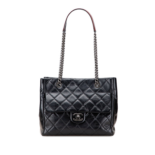 Chanel Small Quilted Glazed Calfskin Duo Color Tote
