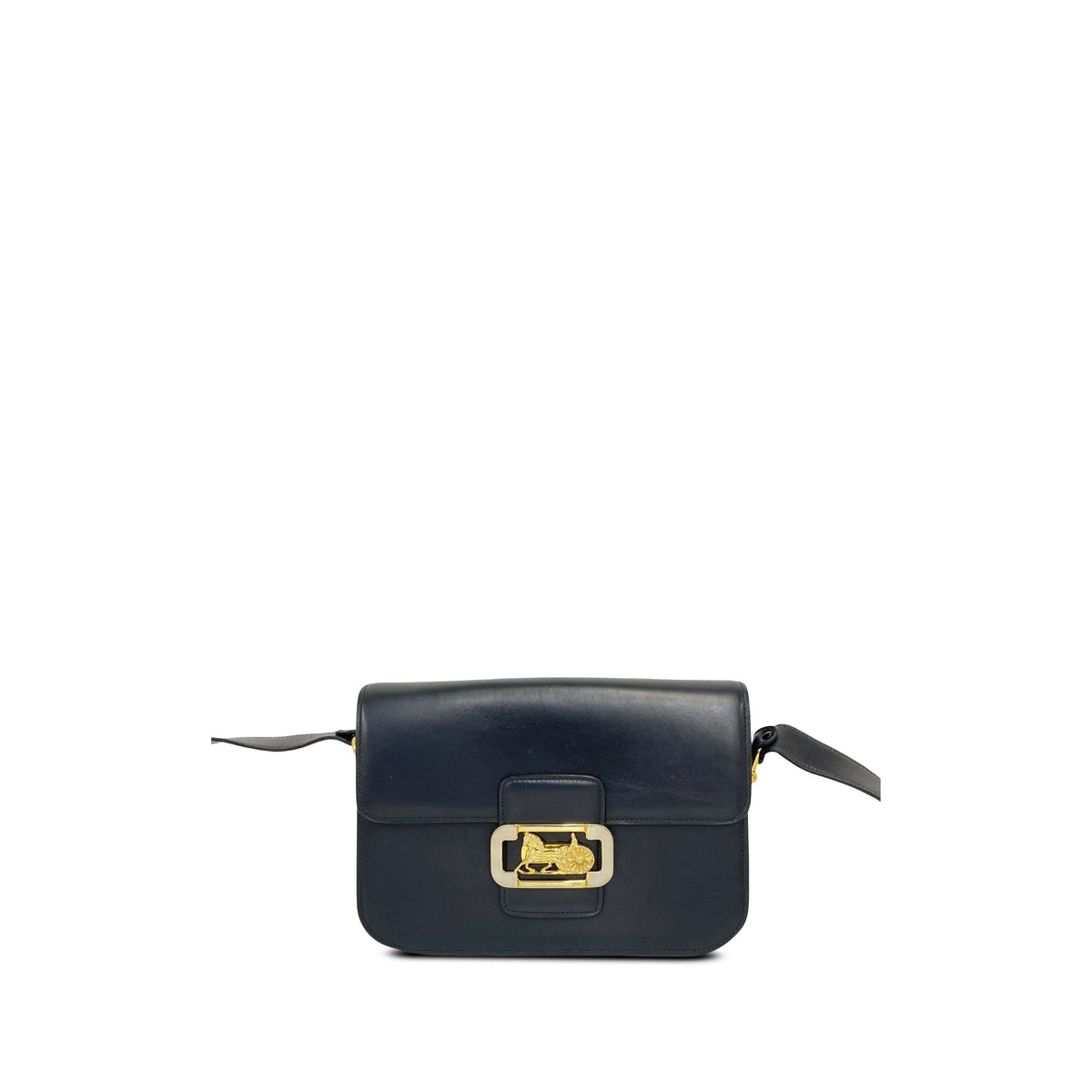 Celine Calfskin Horse Carriage Crossbody — Black