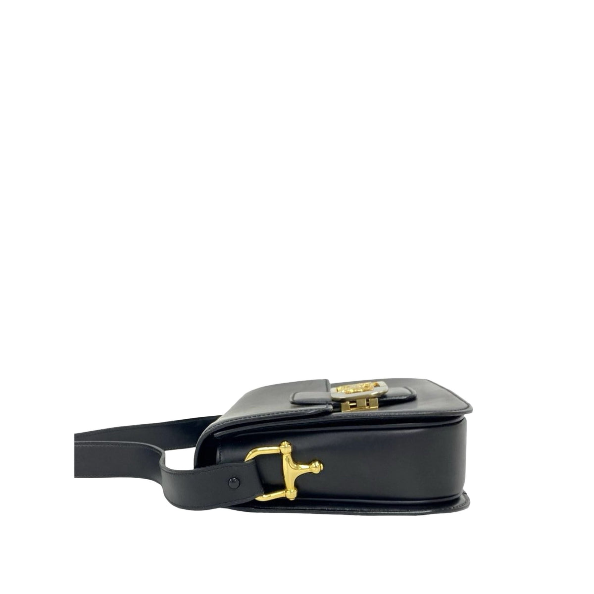 Celine Calfskin Horse Carriage Crossbody — Black