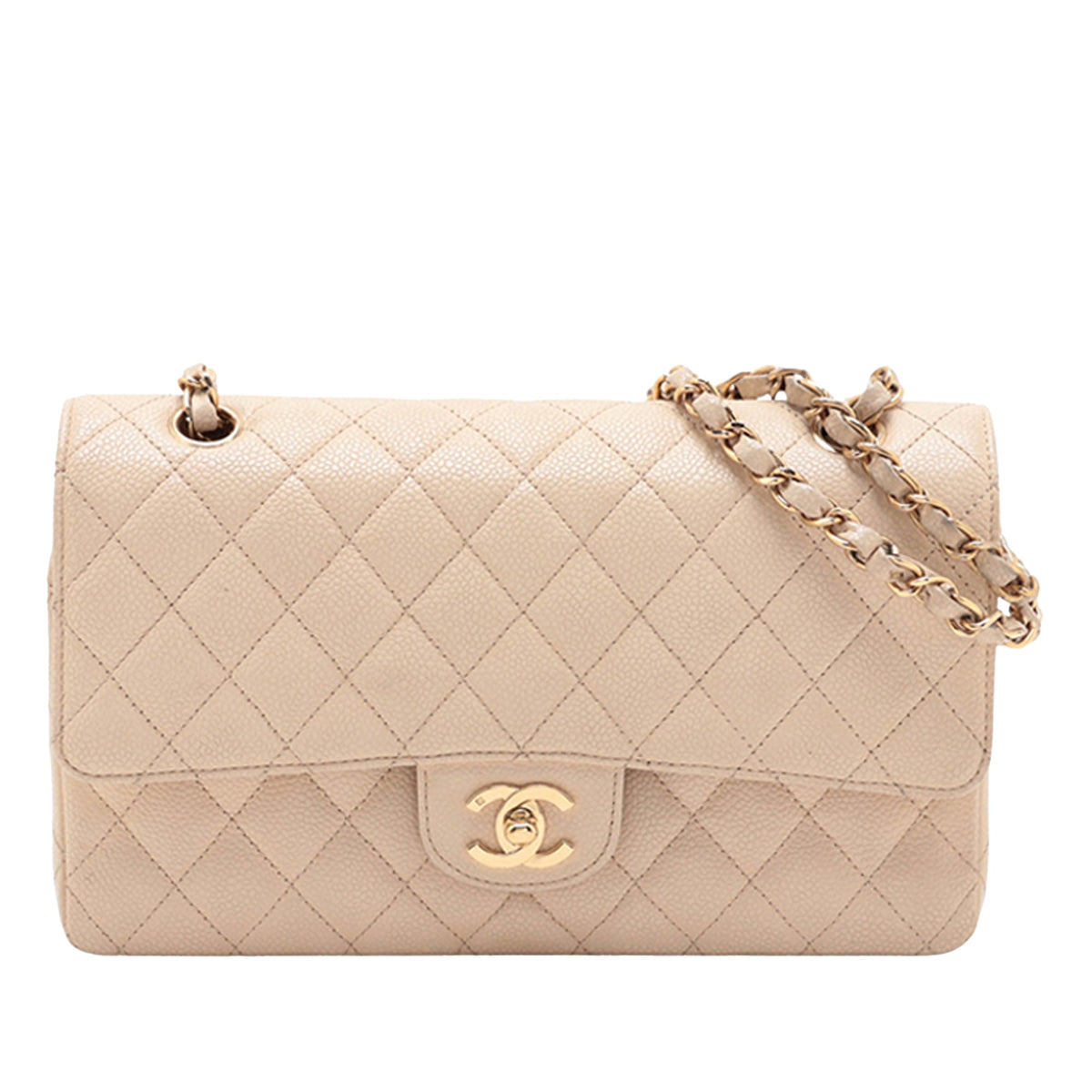 Chanel Medium Classic Caviar Double Flap — Gold