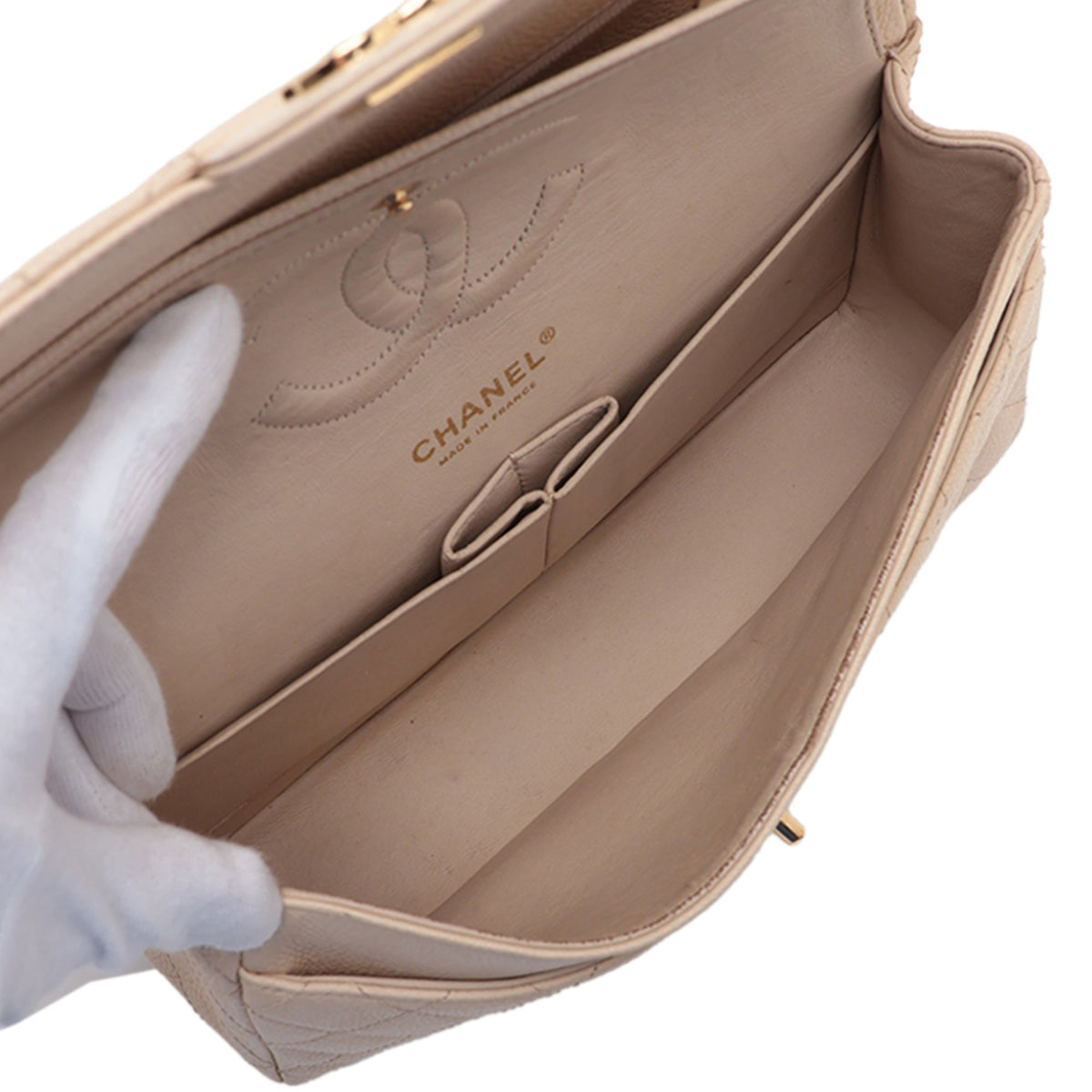 Chanel Medium Classic Caviar Double Flap — Gold