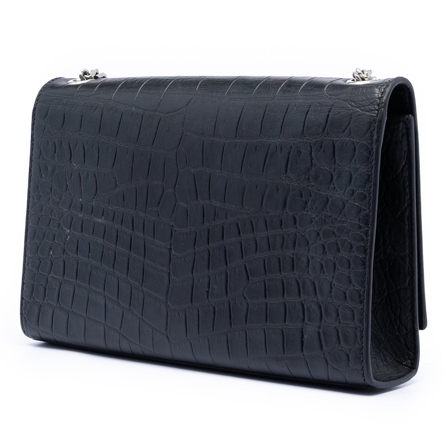 Saint Laurent Medium Croc Embossed Leather Kate Tassel Crossbody