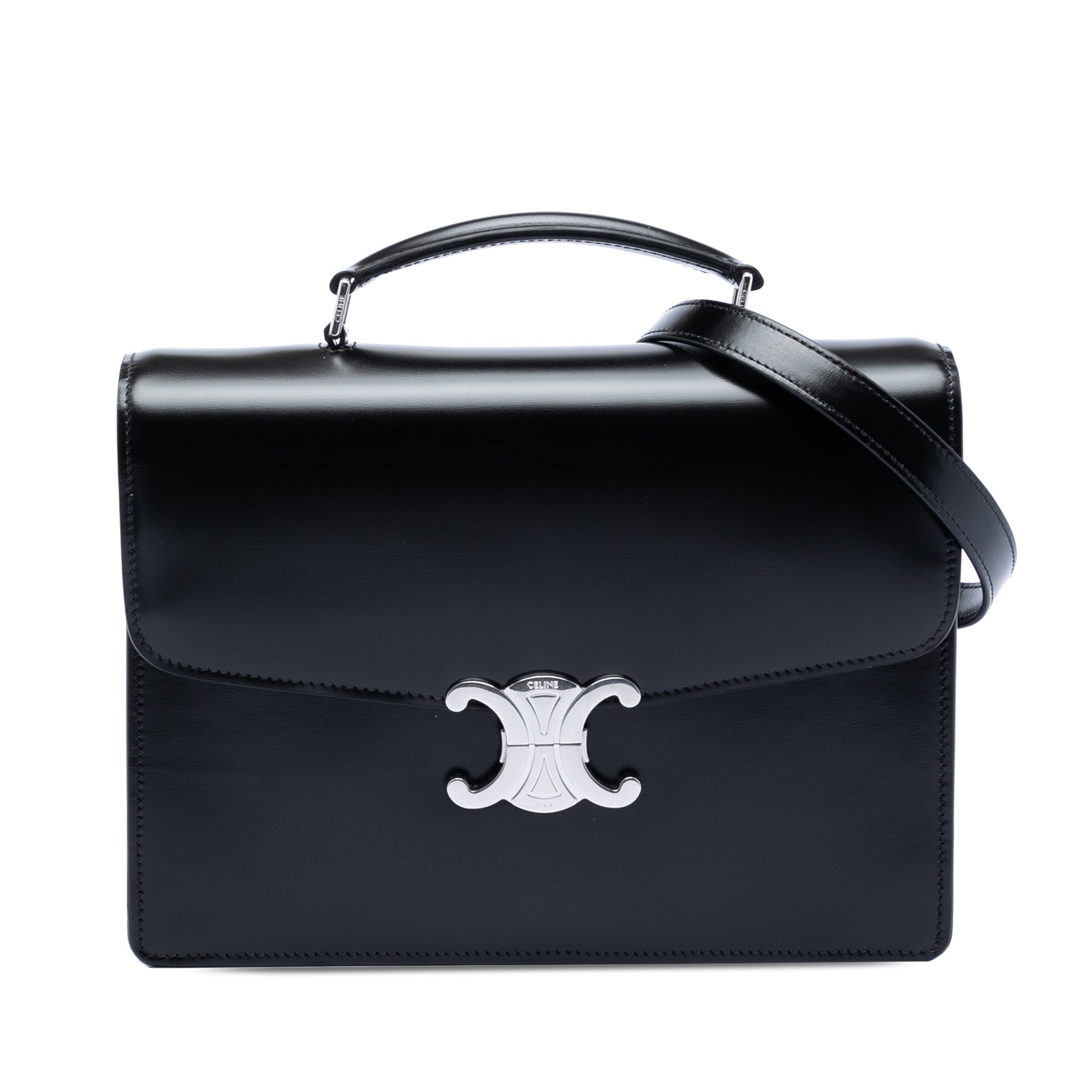 Small Shiny Calfskin Triomphe Cartable Satchel