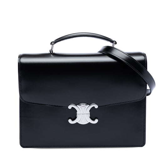 Small Shiny Calfskin Triomphe Cartable Satchel