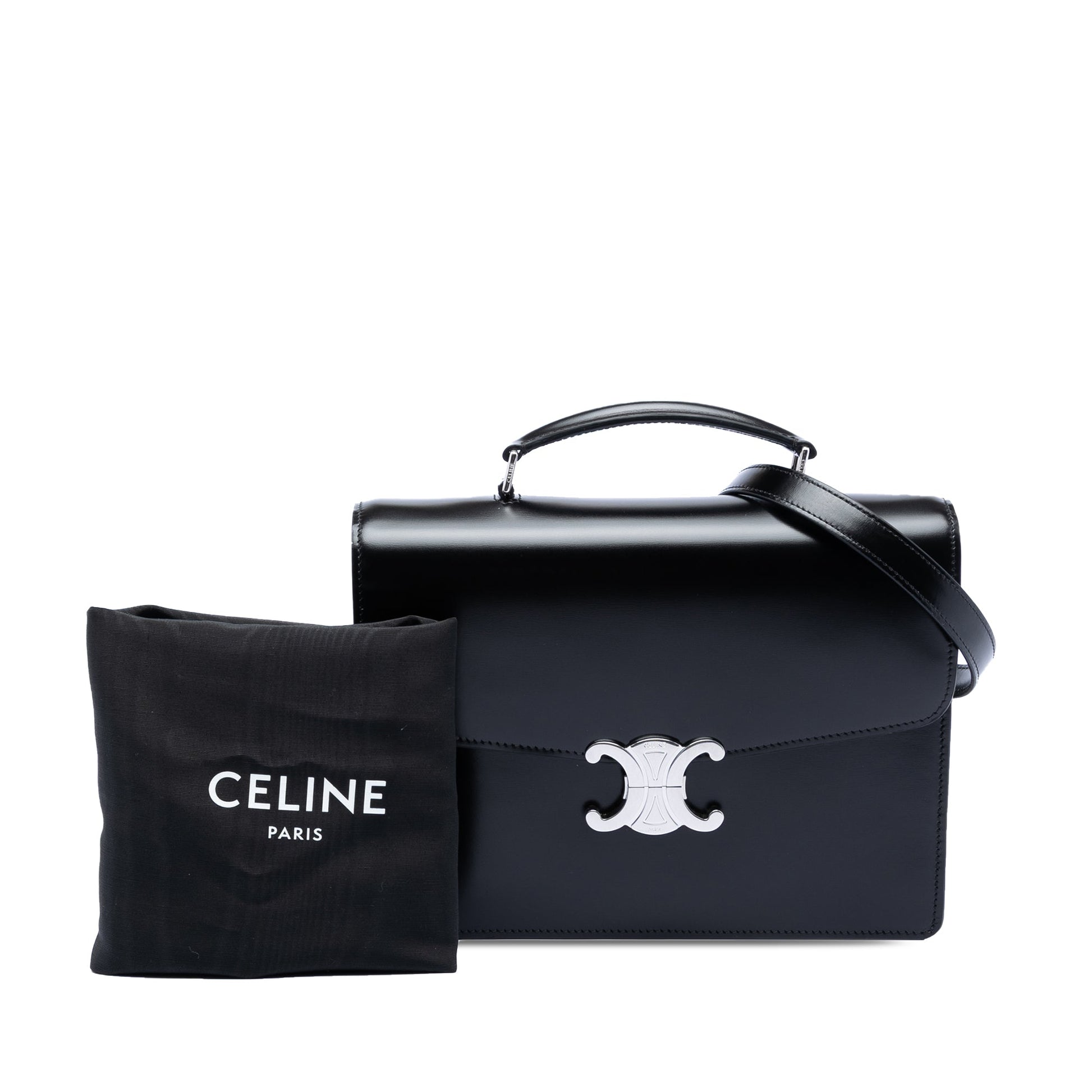 Small Shiny Calfskin Triomphe Cartable Satchel