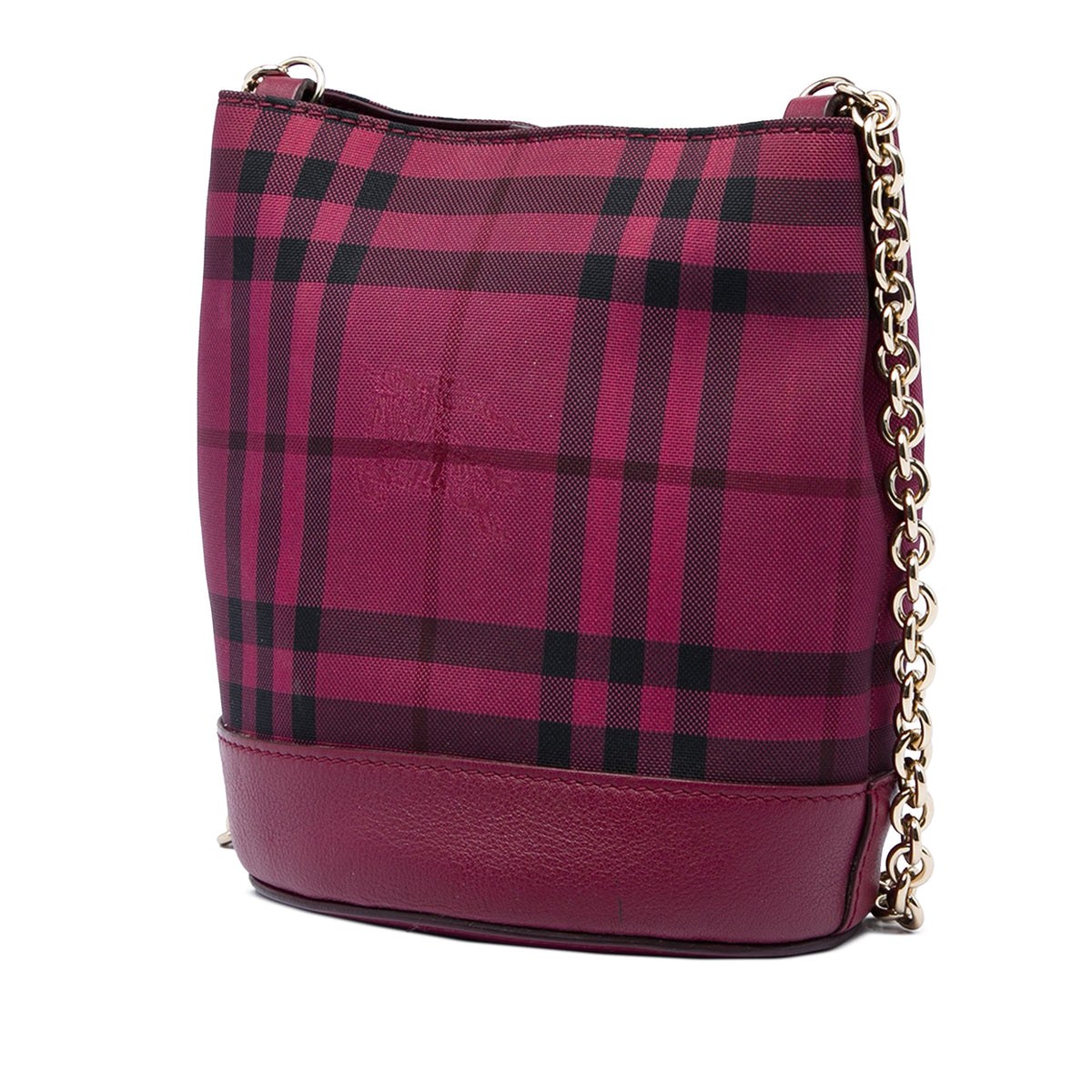 Burberry Overdyed Canvas Horseferry Check Bucket Bag — Red