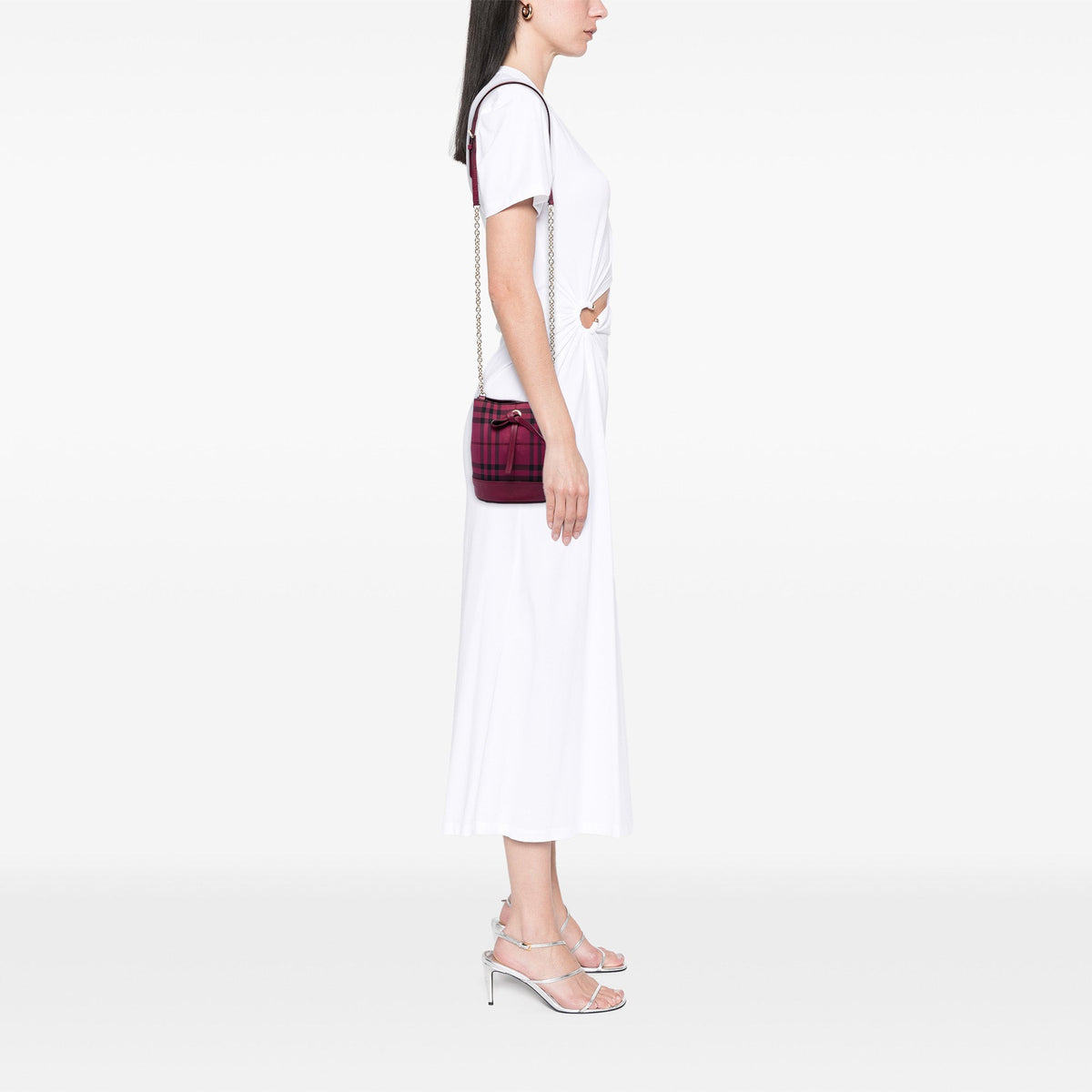 Burberry Overdyed Canvas Horseferry Check Bucket Bag — Red