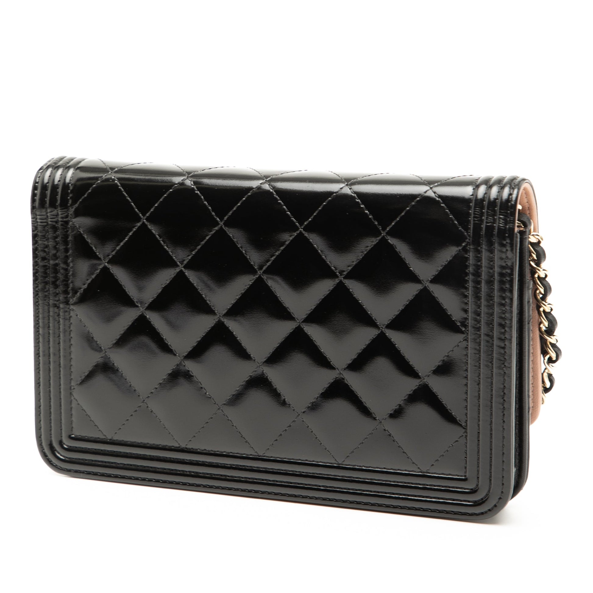 Chanel Quilted Patent Boy Wallet on Chain