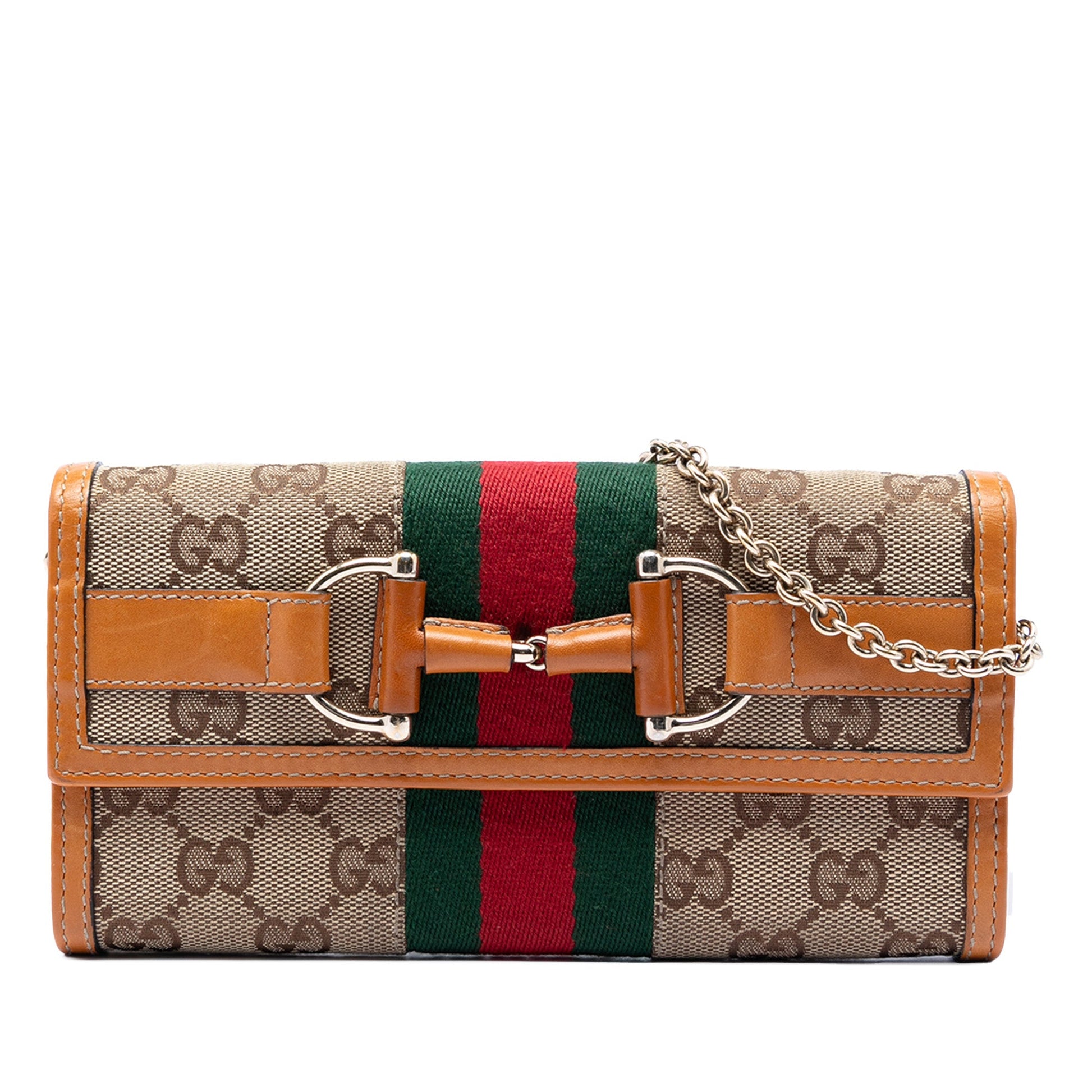 Gucci GG Canvas Web Horsebit Wallet on Chain