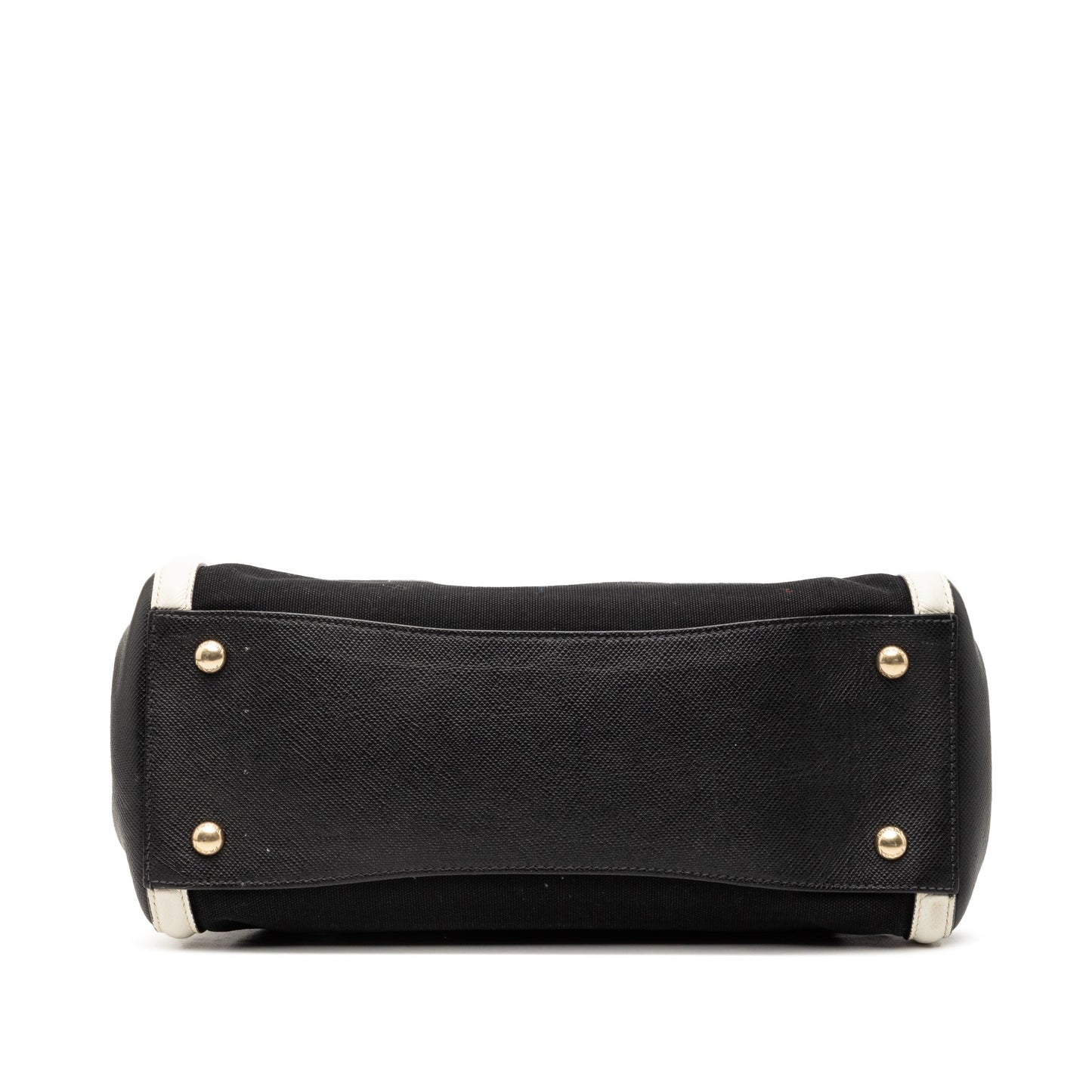 Prada Bicolor Saffiano Cuir Trimmed Canvas Satchel
