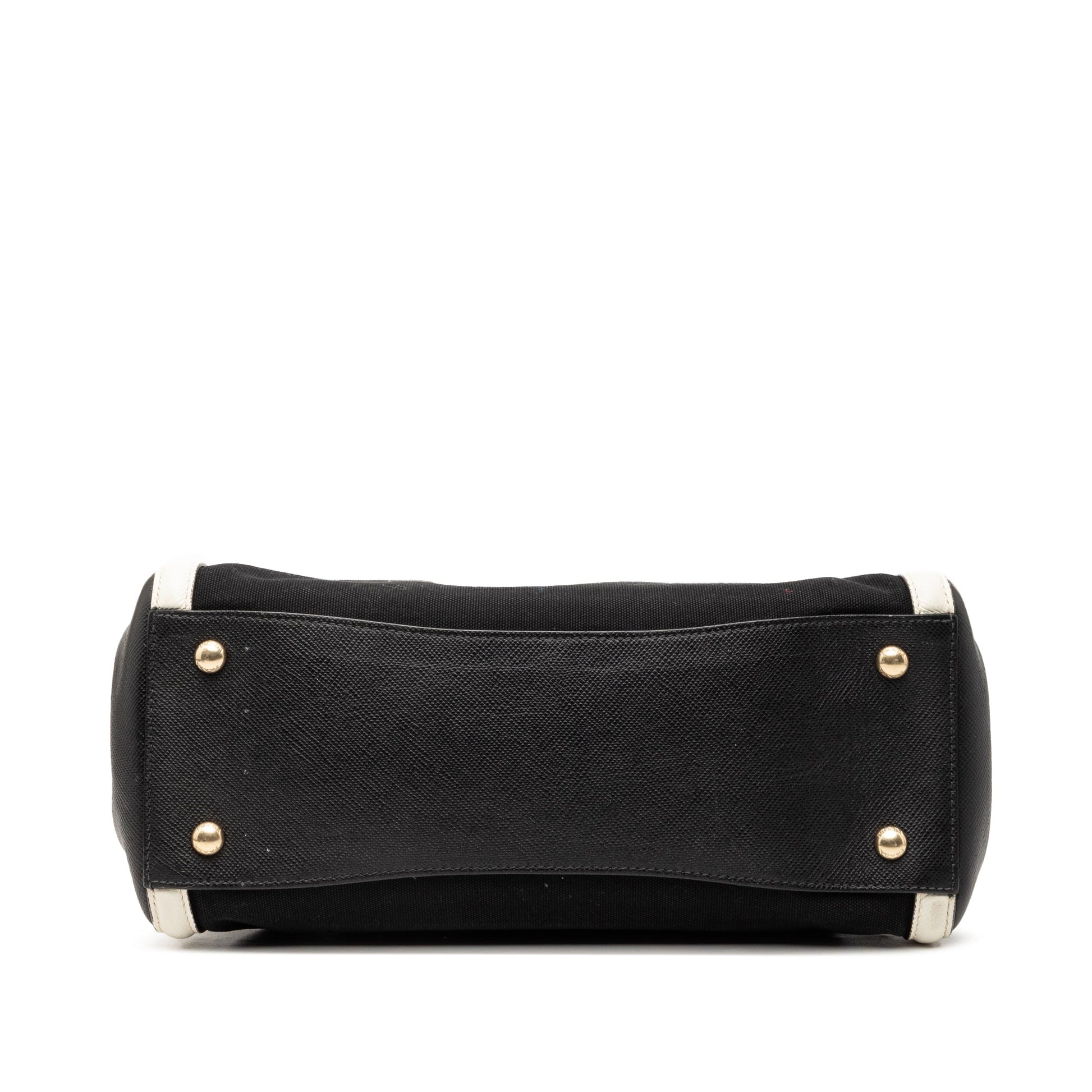 Prada Bicolor Saffiano Cuir Trimmed Canvas Satchel