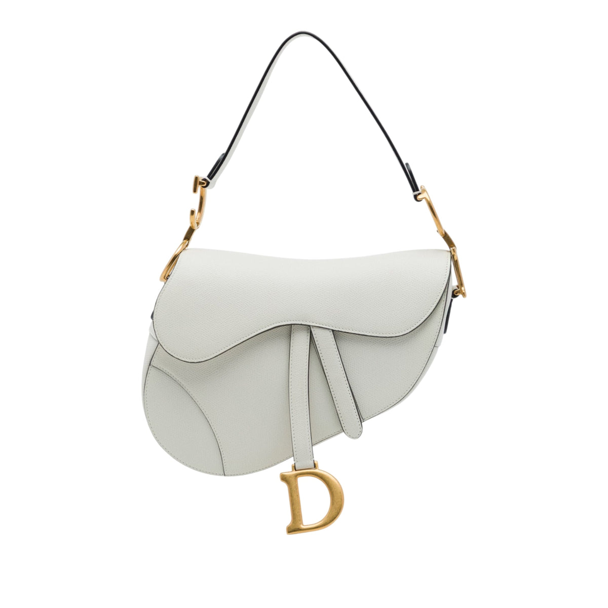 Dior Grained Calfskin Saddle Bag — White