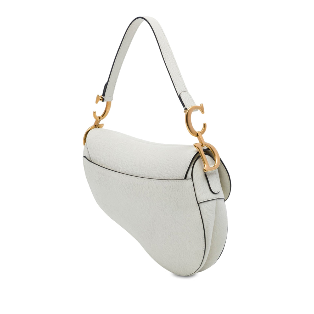Dior Grained Calfskin Saddle Bag — White