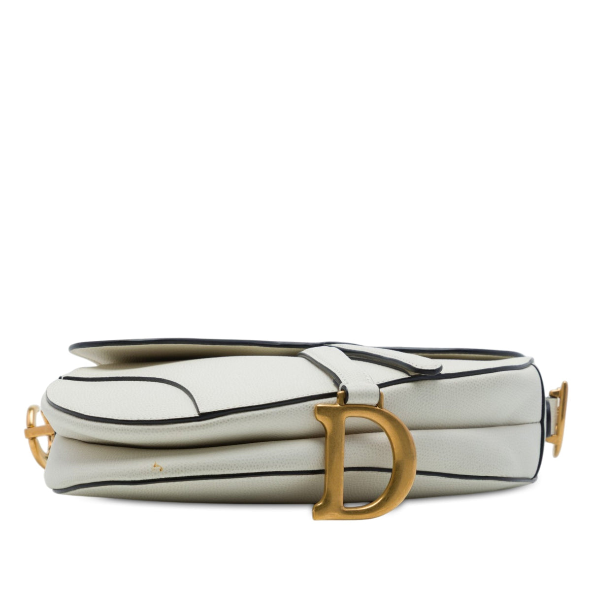 Dior Grained Calfskin Saddle Bag — White