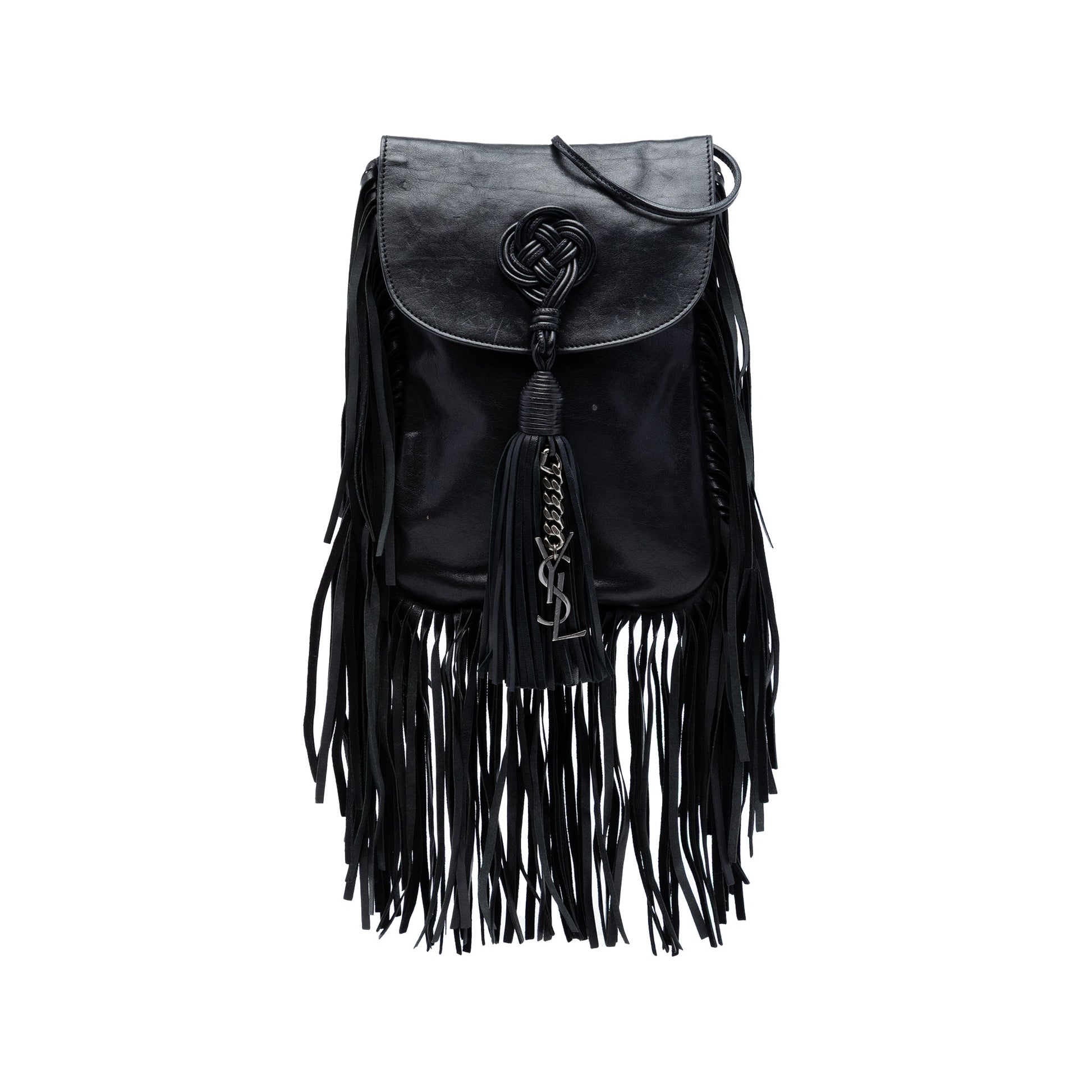 Saint Laurent Leather Anita Fringed Crossbody