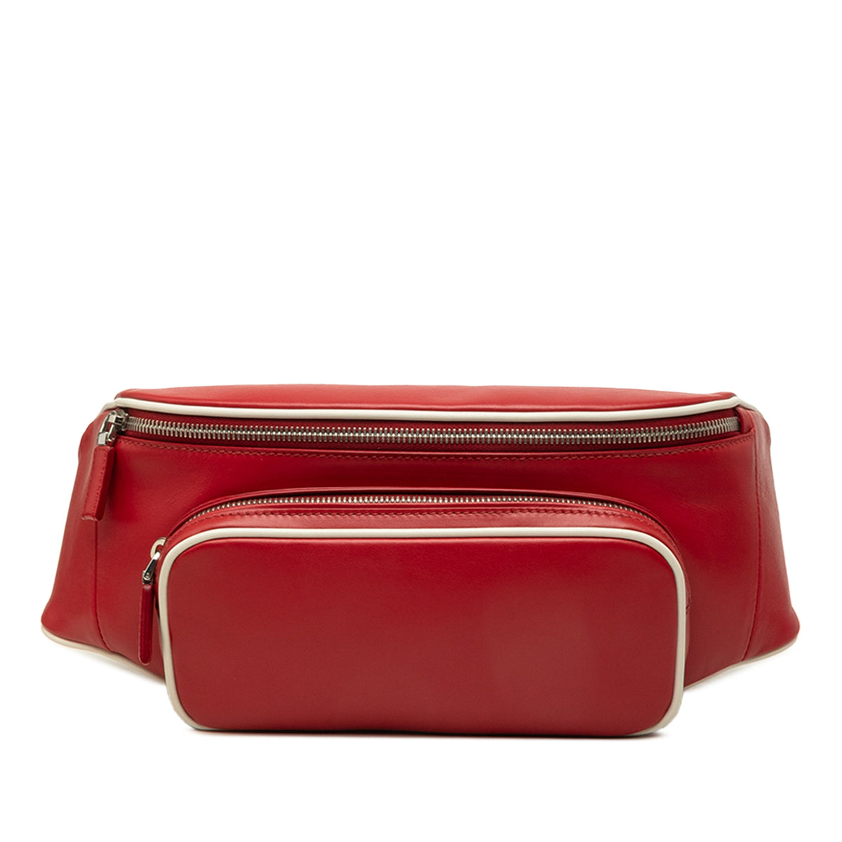 Prada Leather Zip Pocket Belt Bag — Red