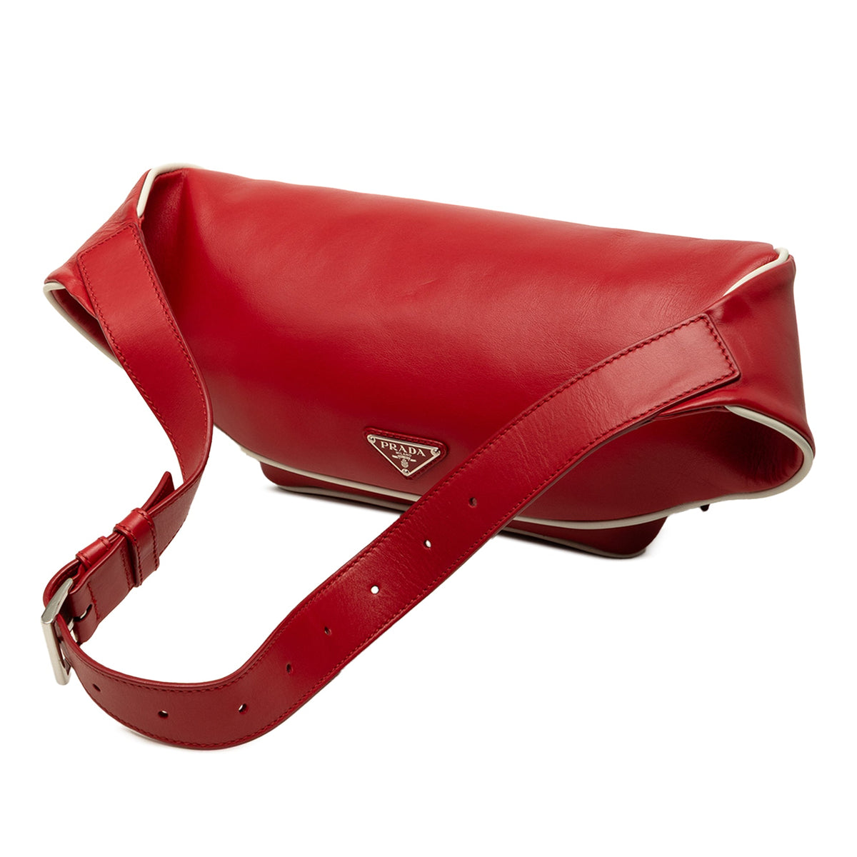 Prada Leather Zip Pocket Belt Bag — Red