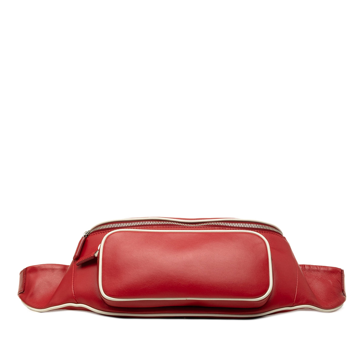 Prada Leather Zip Pocket Belt Bag — Red