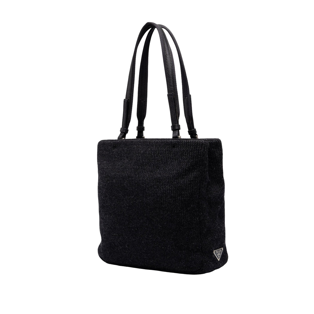 Prada Knitted Wool Tote — Black