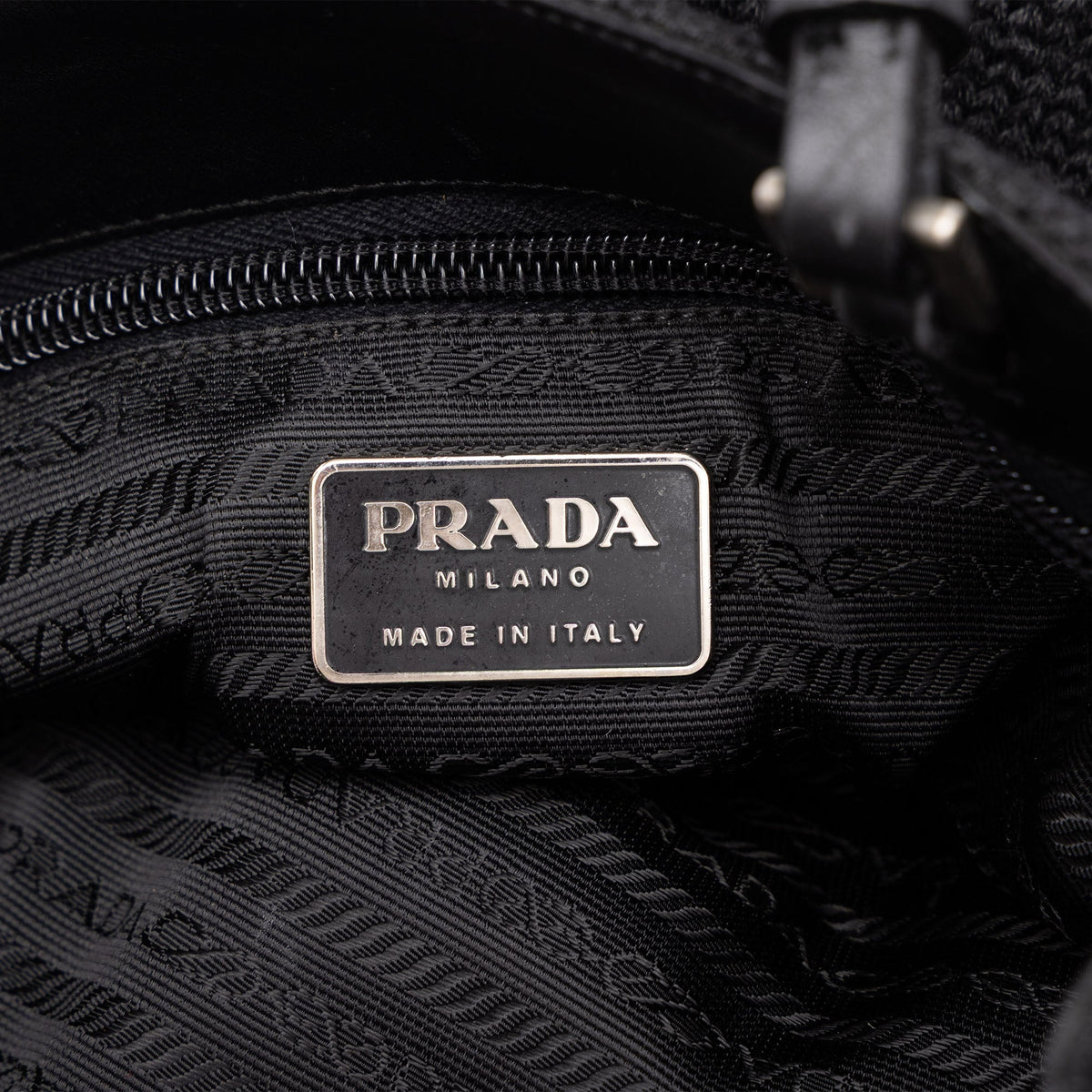 Prada Knitted Wool Tote — Black
