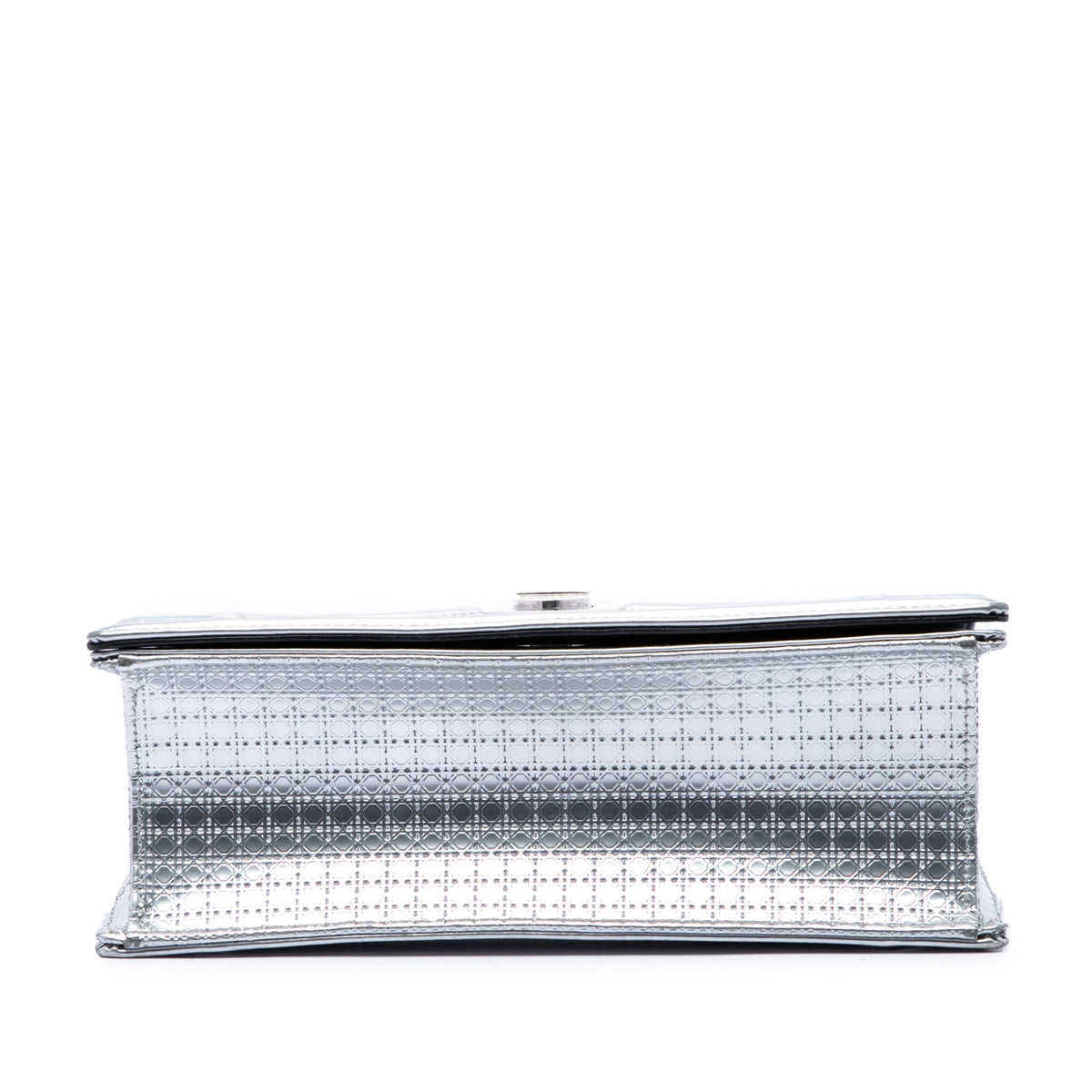Dior Microcannage Patent Diorama Crossbody Bag — Silver