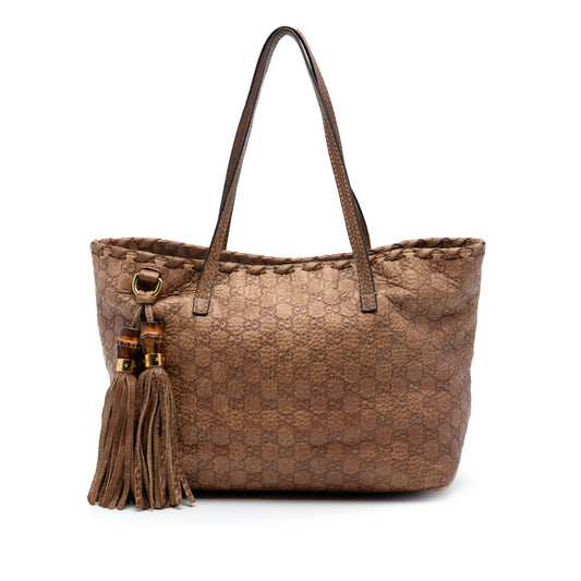 Gucci Medium Guccissima Bamboo Tassel Tote