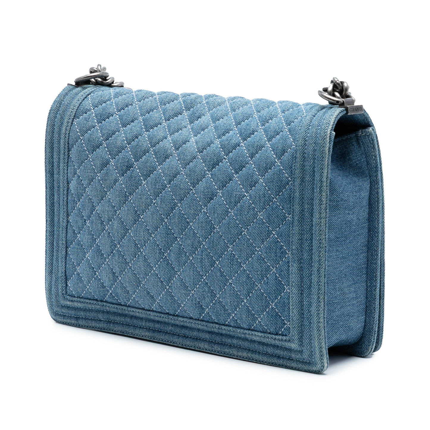 Chanel Large Quilted Denim Boy Flap