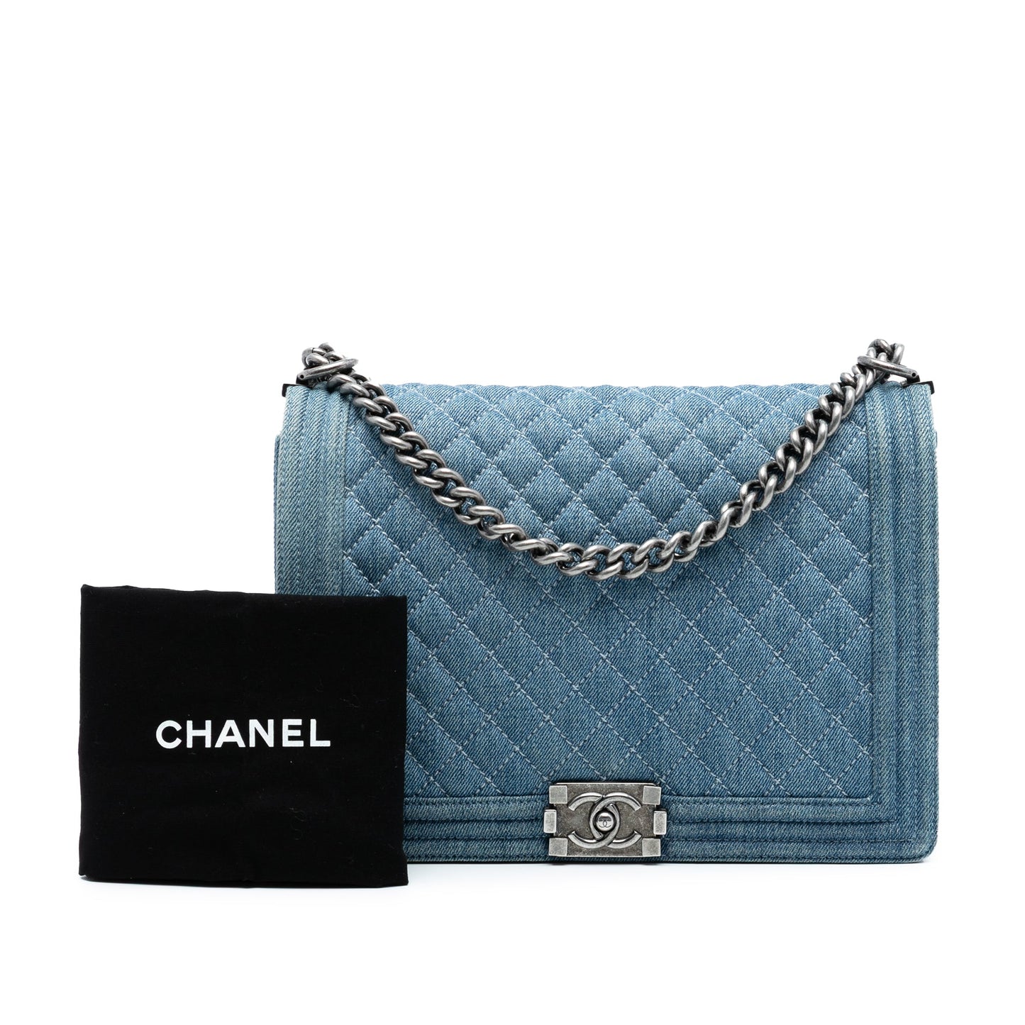 Chanel Large Quilted Denim Boy Flap