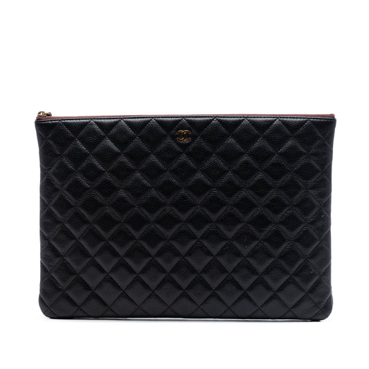 Chanel Large Quilted Caviar O Case Clutch