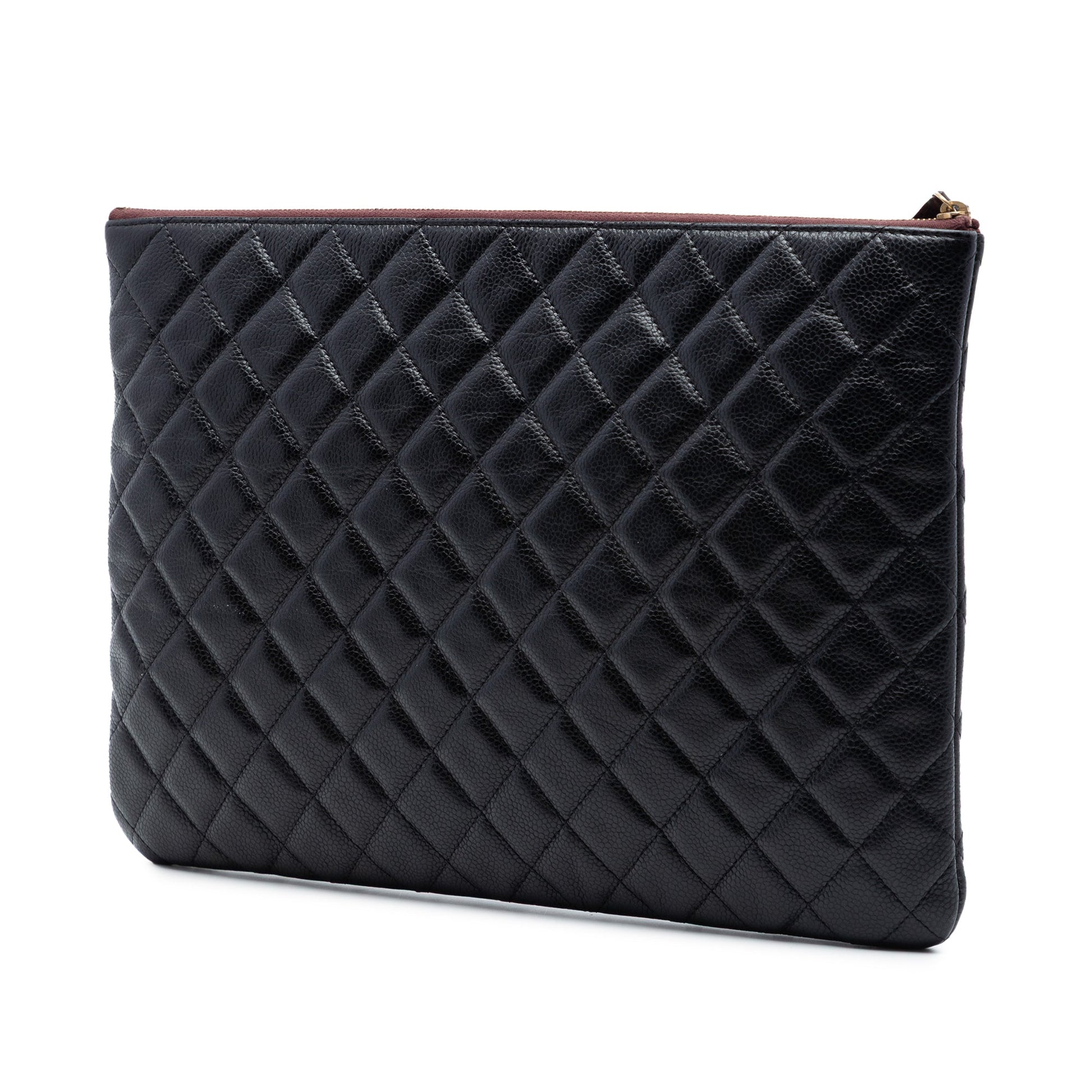 Chanel Large Quilted Caviar O Case Clutch
