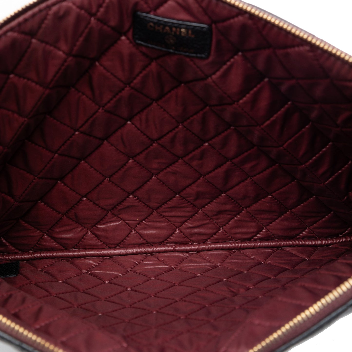 Chanel Large Quilted Caviar O Case Clutch