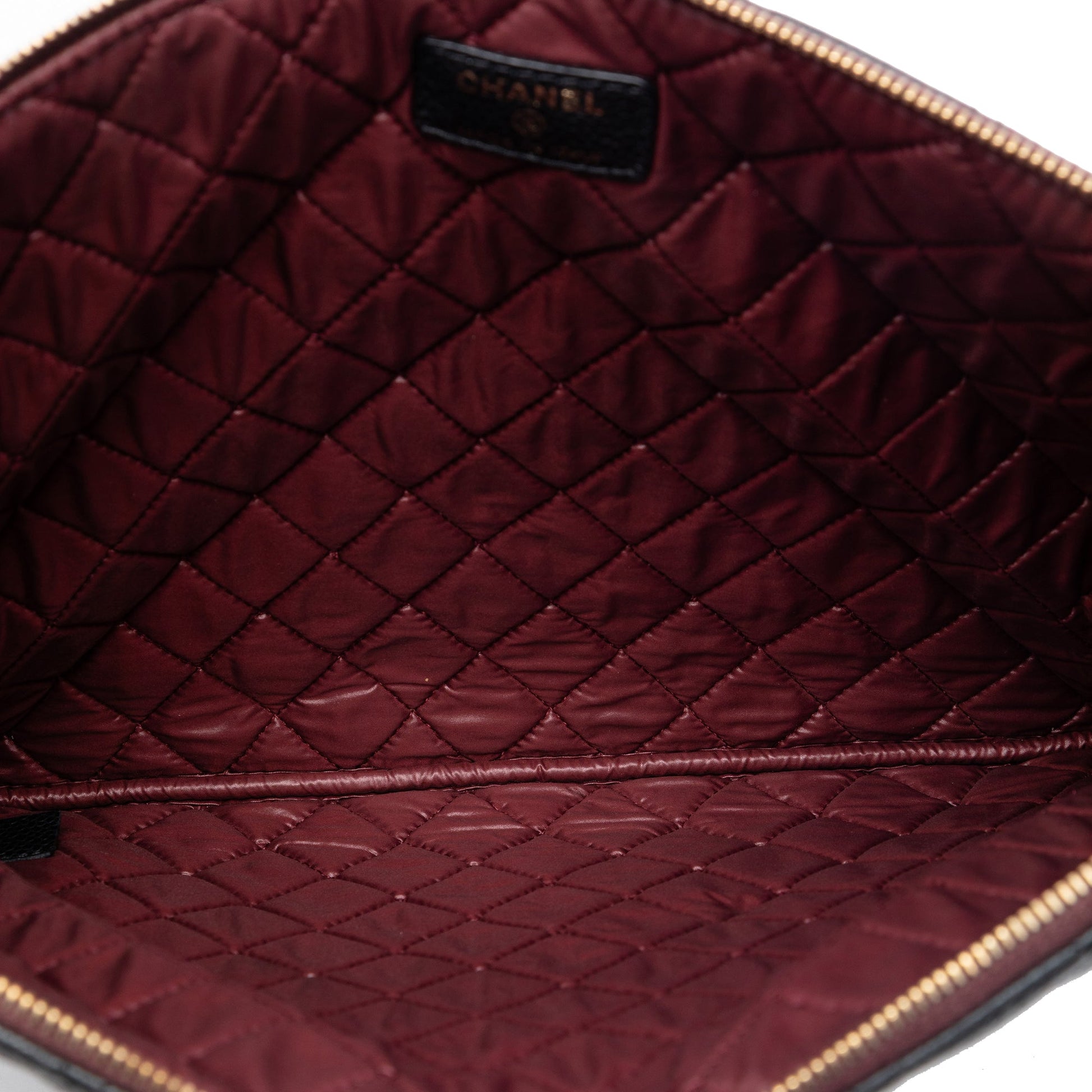 Chanel Large Quilted Caviar O Case Clutch