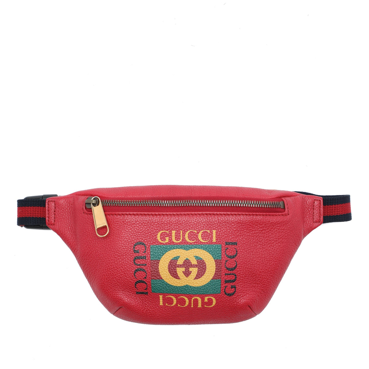 Gucci Small Grained Calfskin Web Logo Belt Bag