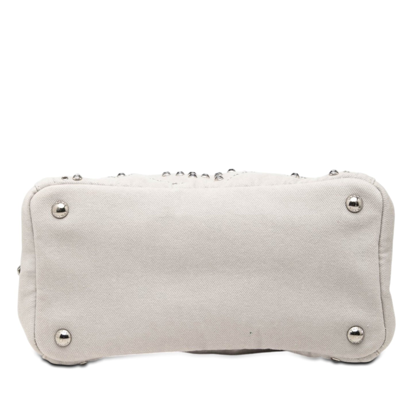 Prada Small Denim Canapa Bijoux and Grommet Satchel